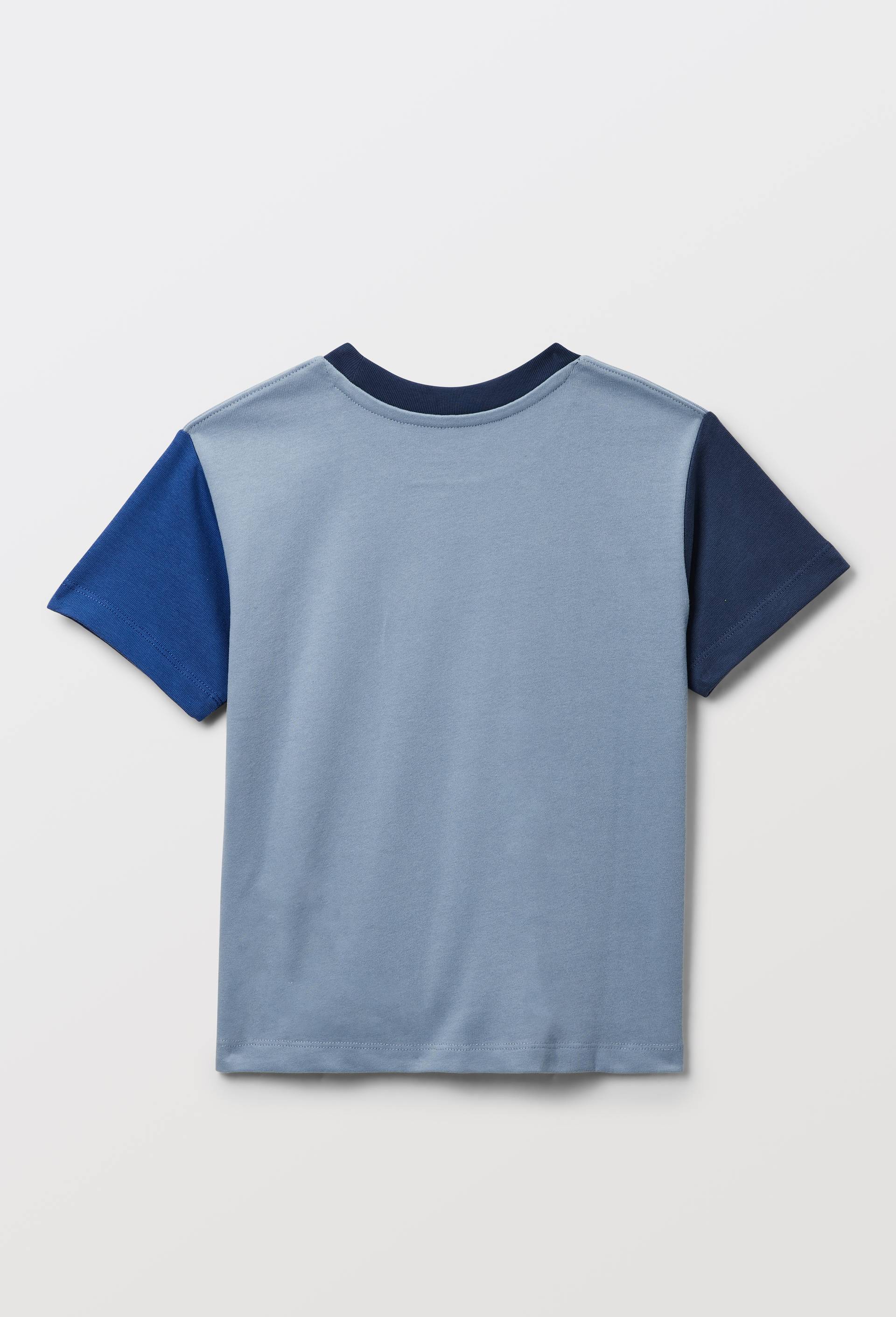 T-shirt manches courtes tricolore en coton BIO GOTS, Bleu, large image number 1