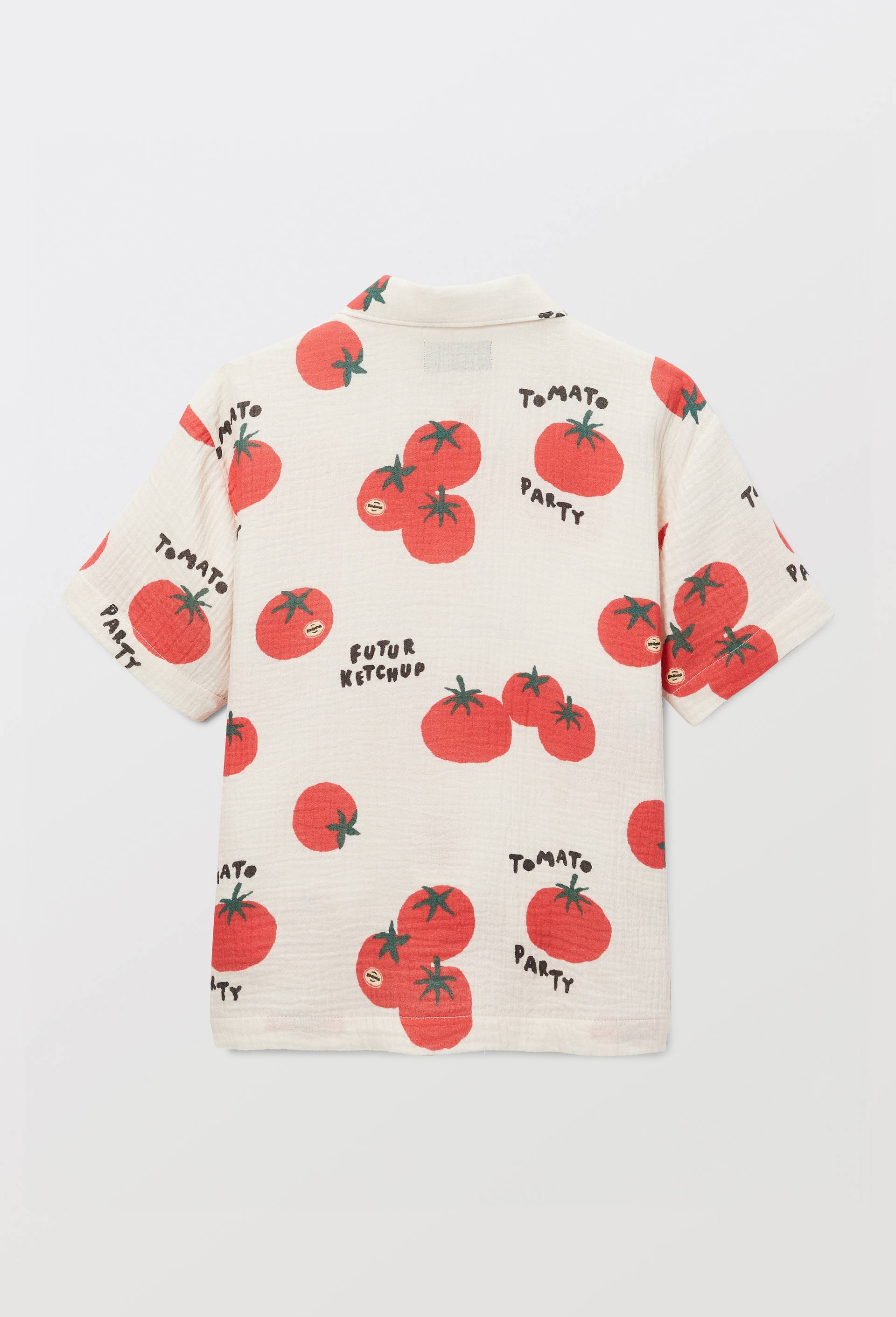 Chemise manches courtes imprim&eacute;e en gaze de coton BIO GOTS, Beige clair, large image number 3