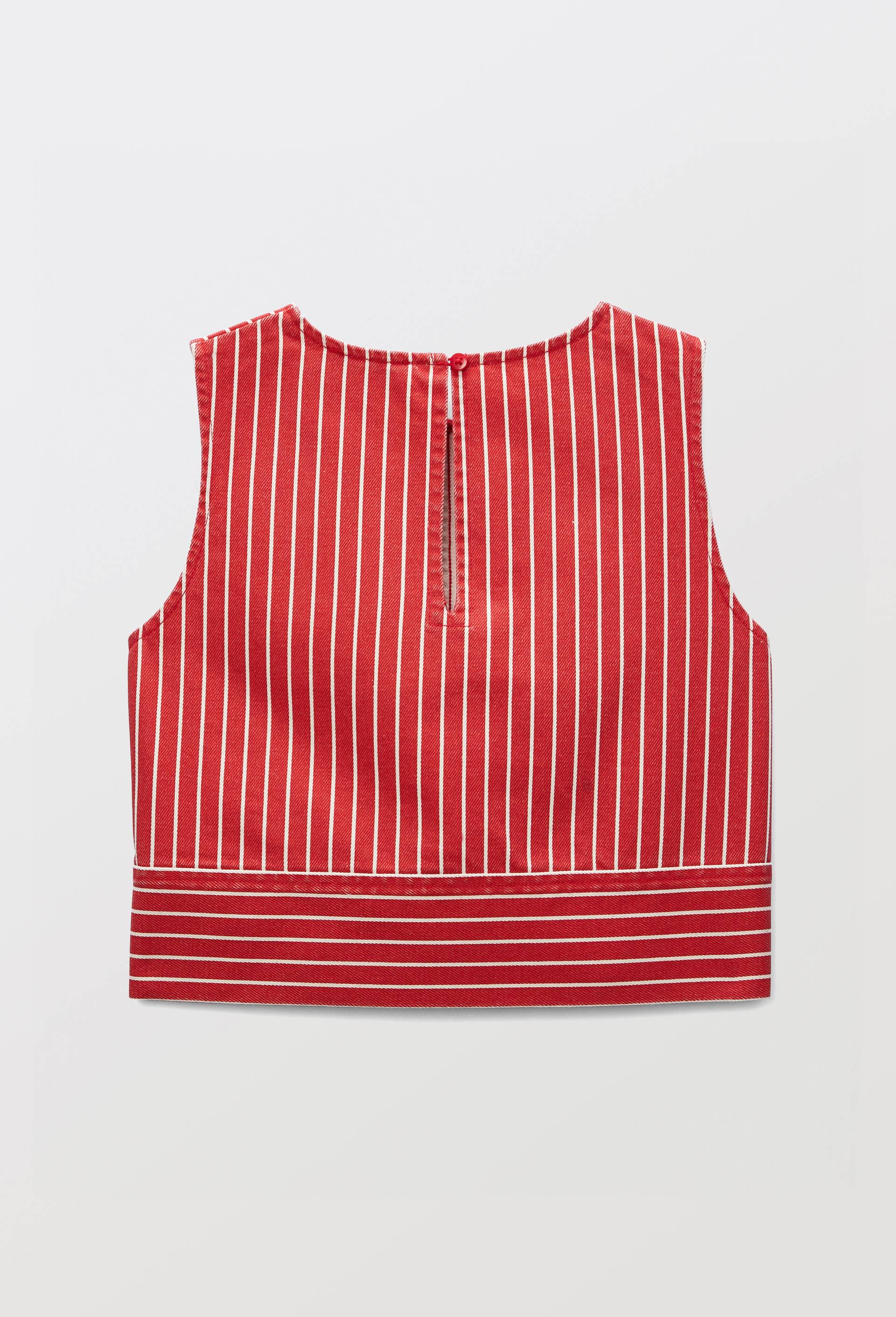 Blouse sans manche ray&eacute;e en coton, Rouge, large image number 3