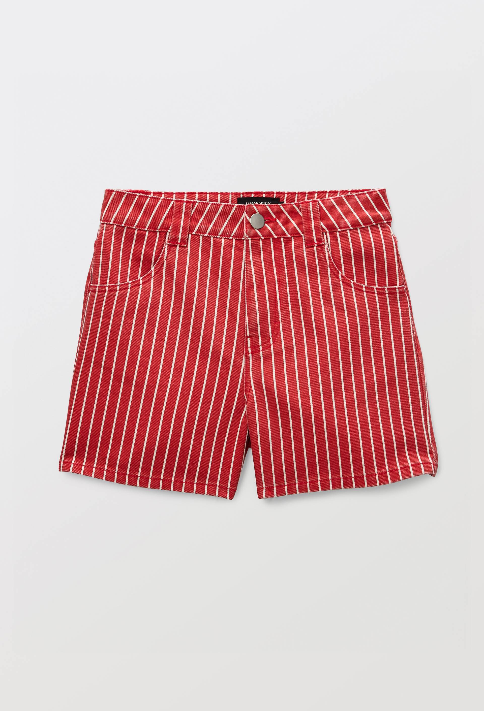 Short ray&eacute; en coton, Rouge, large image number 2.0