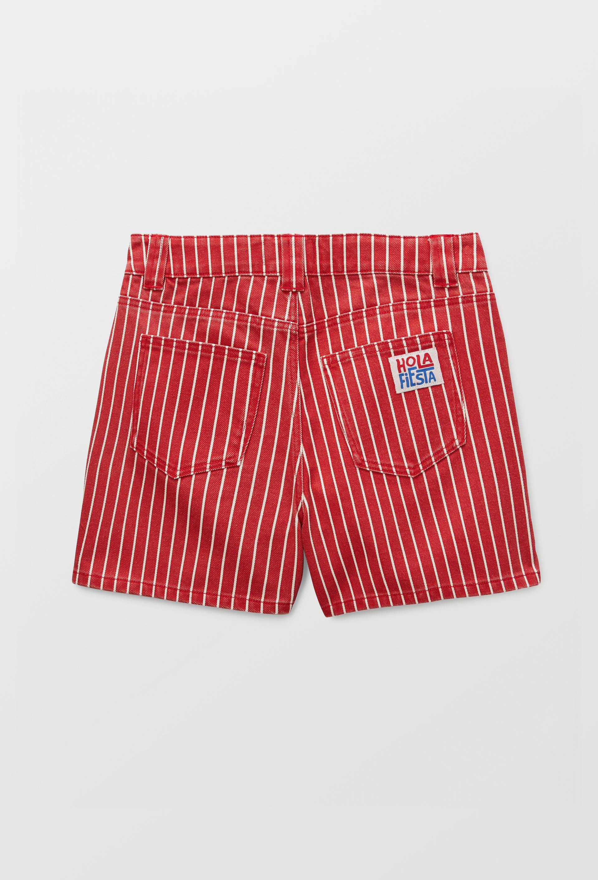 Short ray&eacute; en coton, Rouge, large image number 3