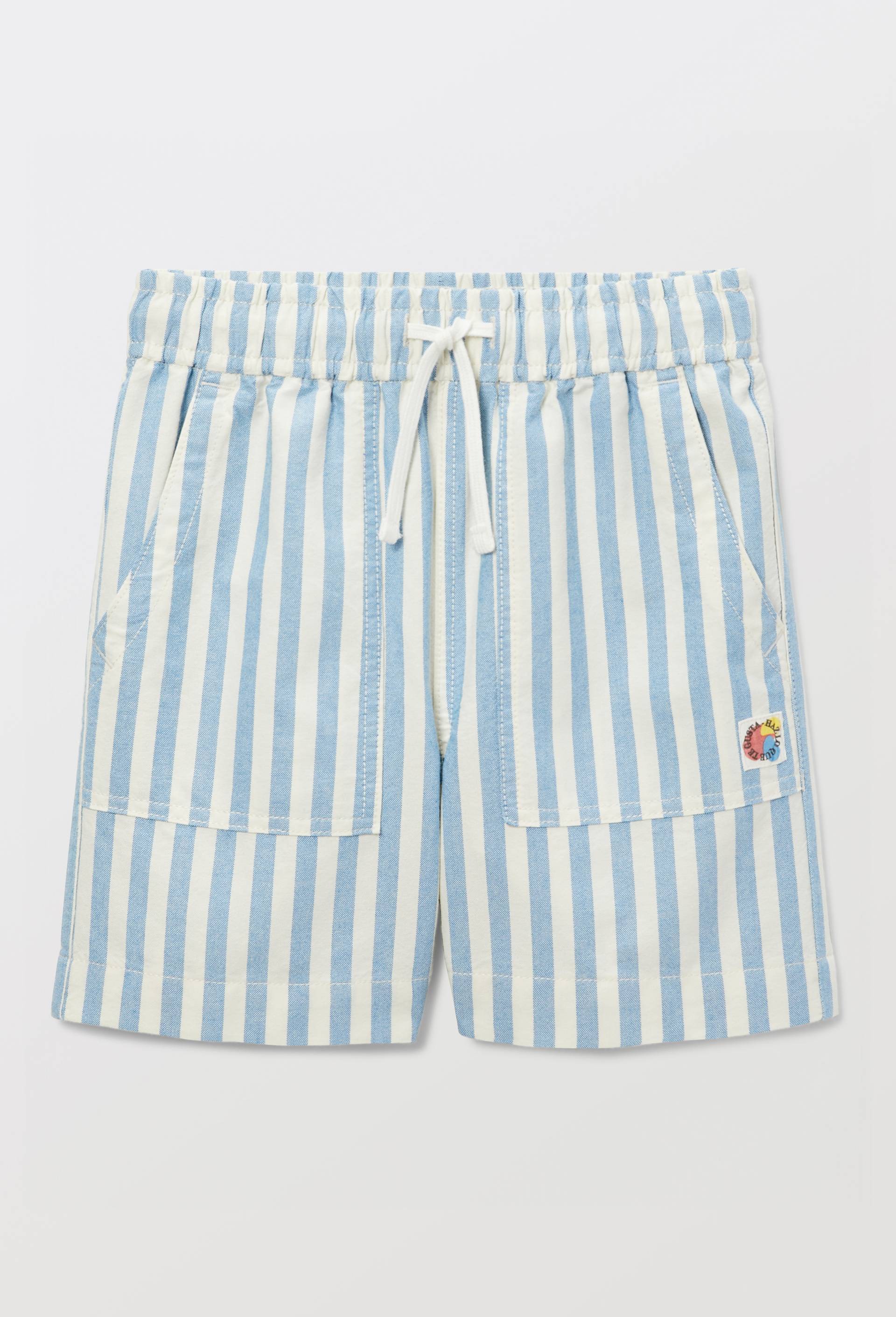 Short ray&eacute; en coton, Bleu, large image number 1.0