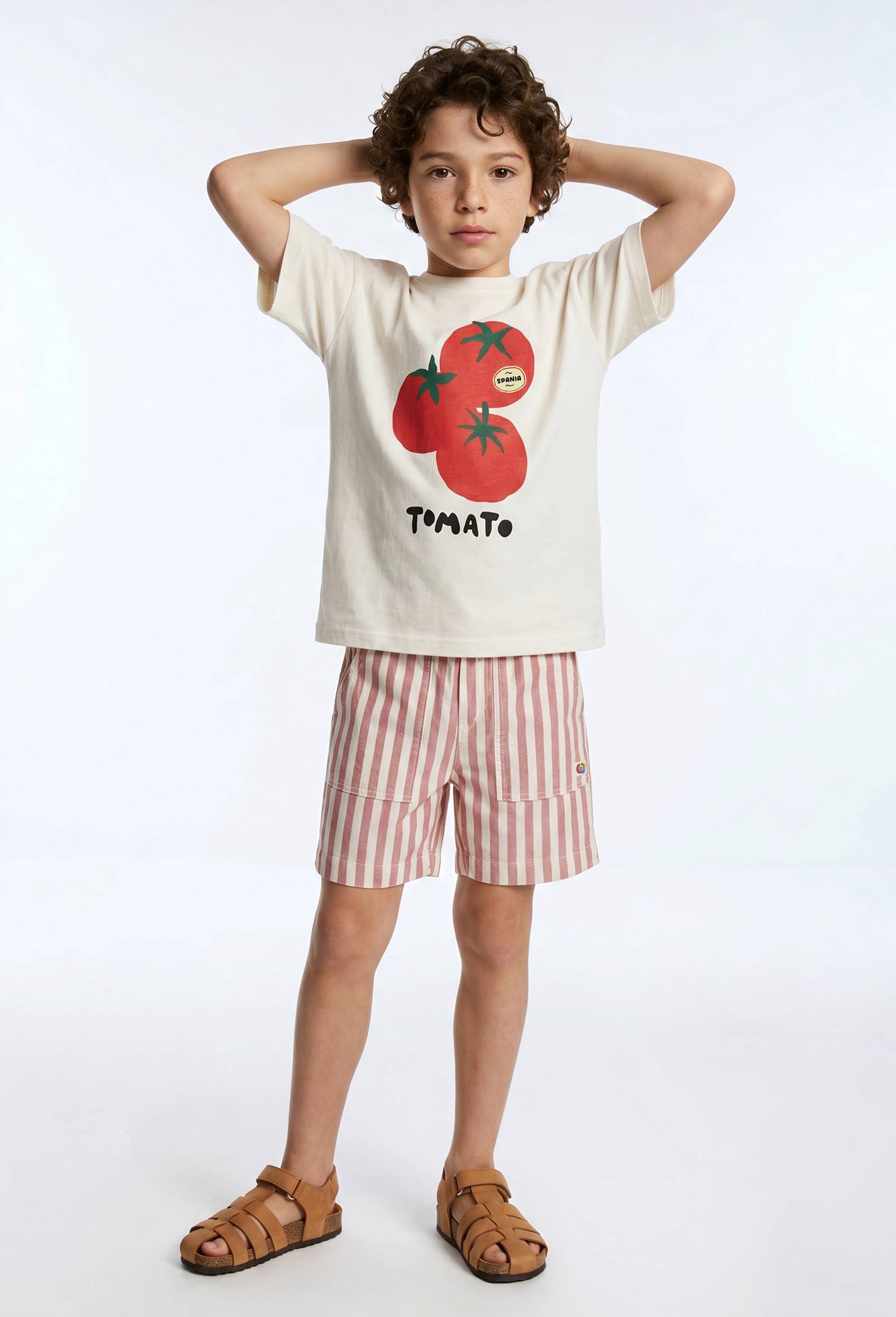 Short ray&eacute; en coton, Rouge, large image number 0