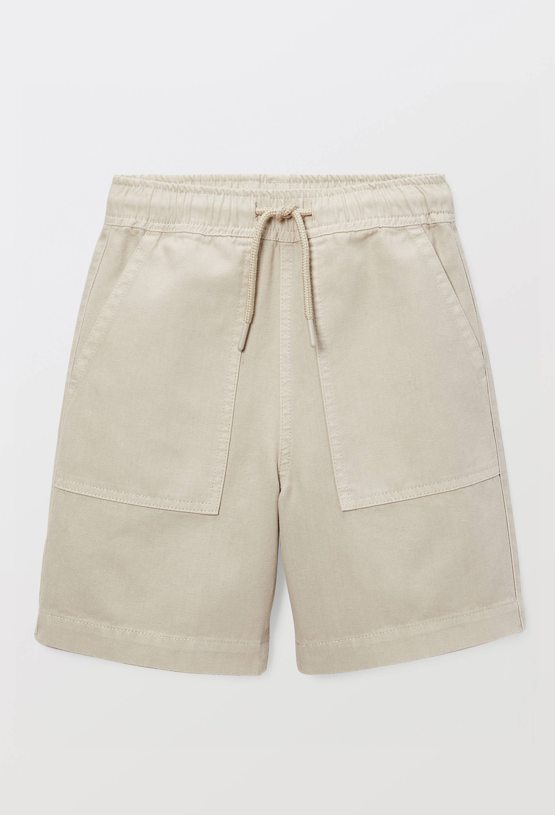 Short surteint uni en coton, Beige, large image number 1