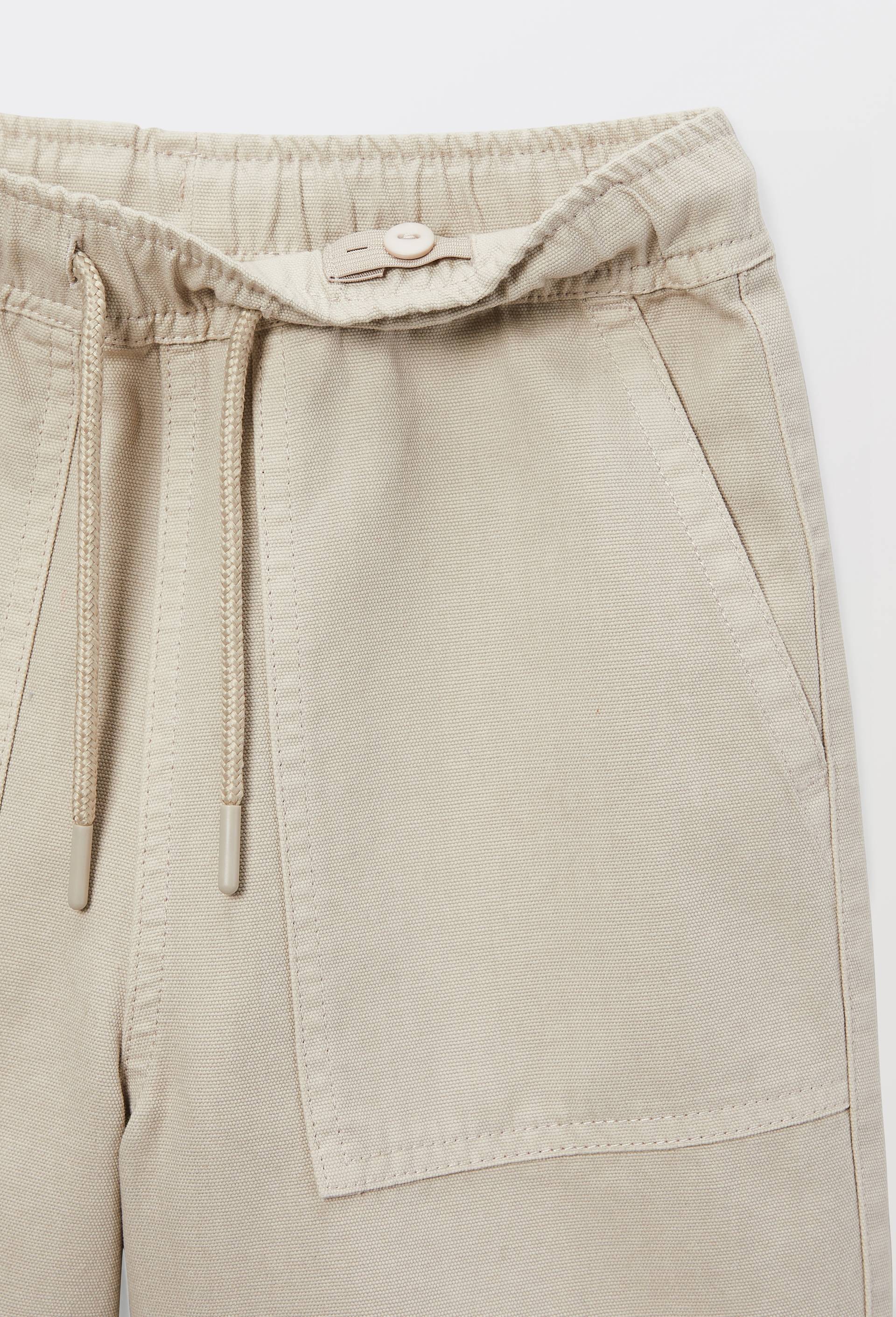 Short surteint uni en coton, Beige, large image number 3.0