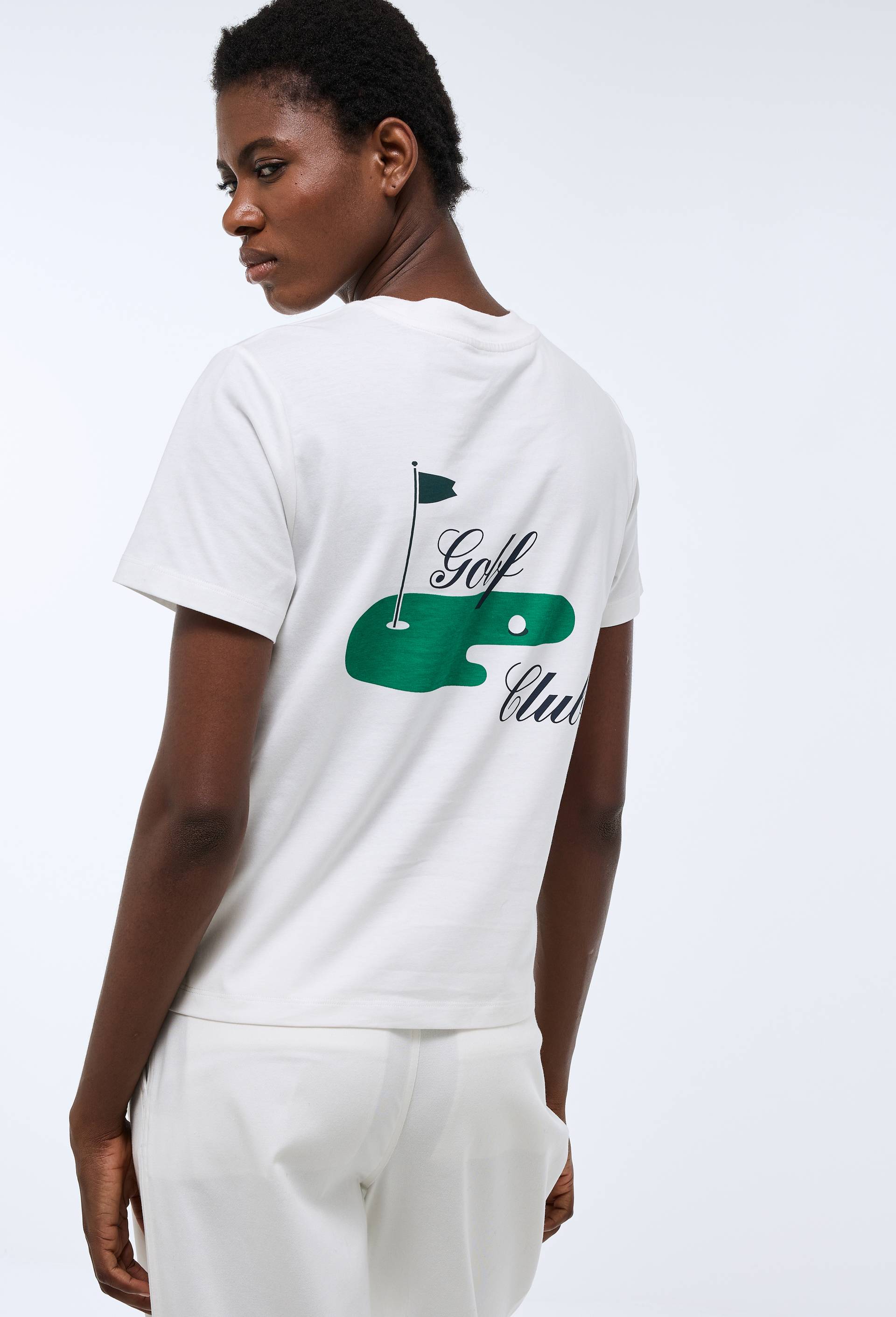 T-shirt de golf uni &agrave; manches courtes et en coton BIO GOTS, Ecru, large image number 0.0
