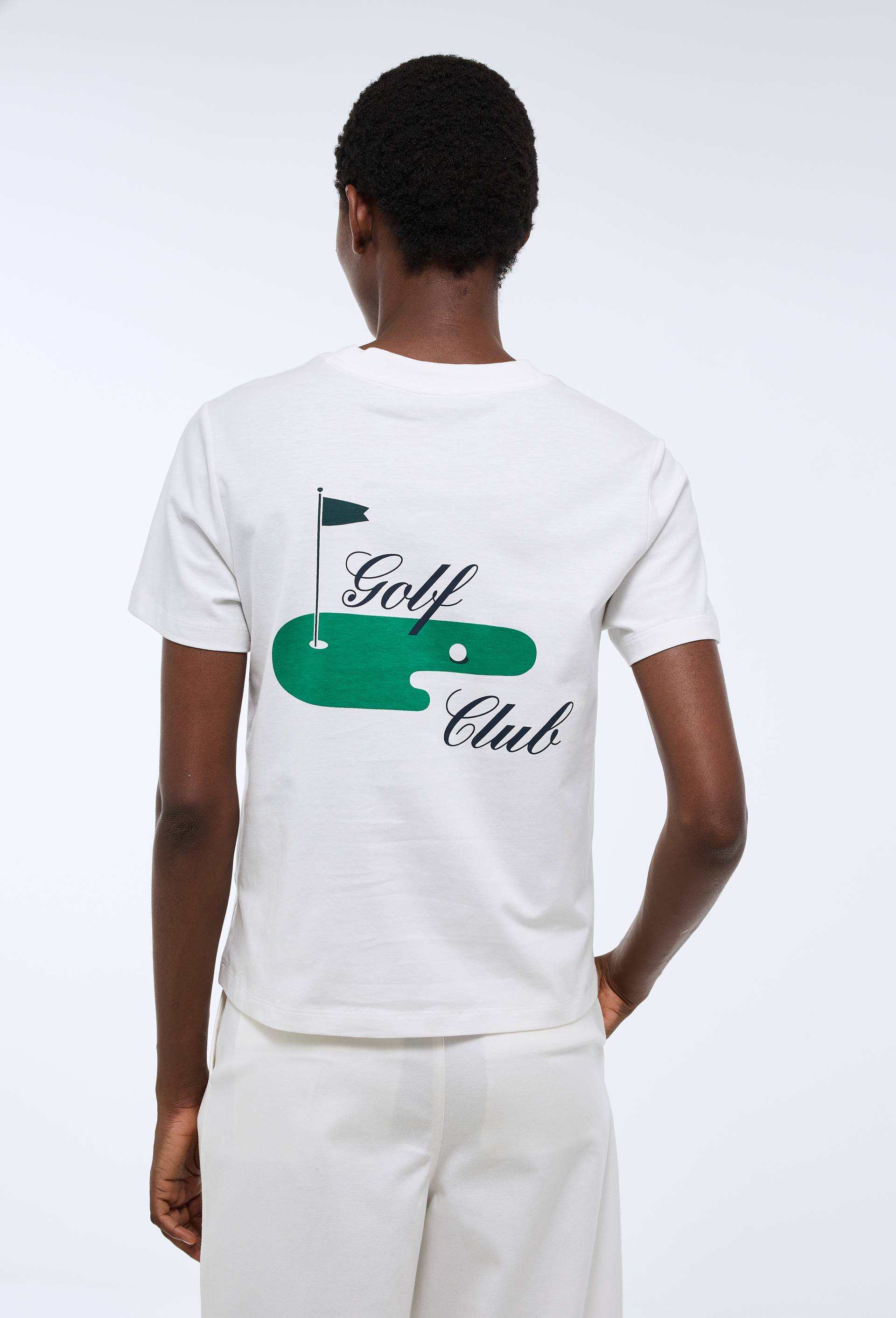 T-shirt de golf uni &agrave; manches courtes et en coton BIO GOTS, Ecru, large image number 2