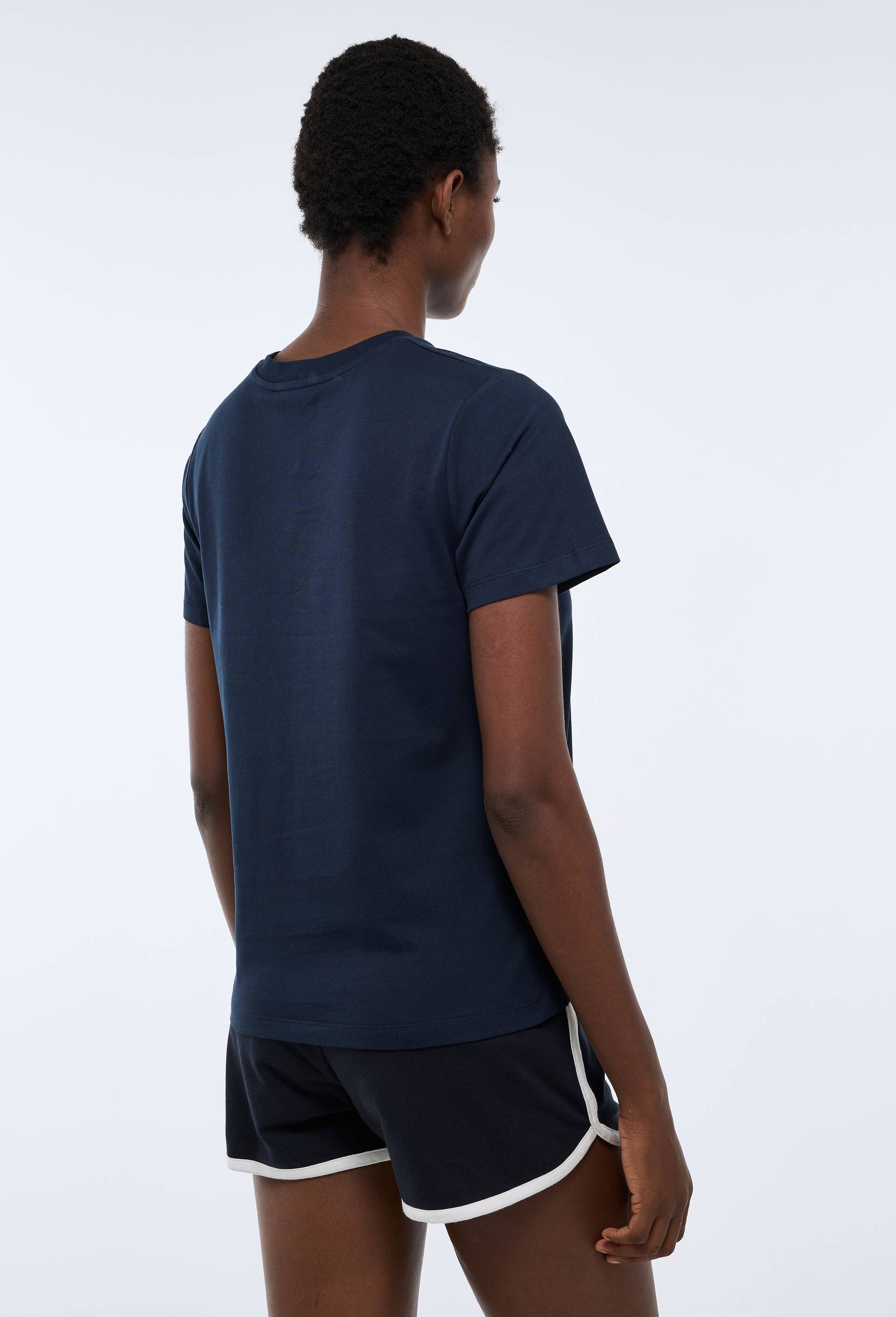 T-shirt de tennis &agrave; manches courtes en coton BIO GOTS, Bleu fonc&eacute;, large image number 1.0