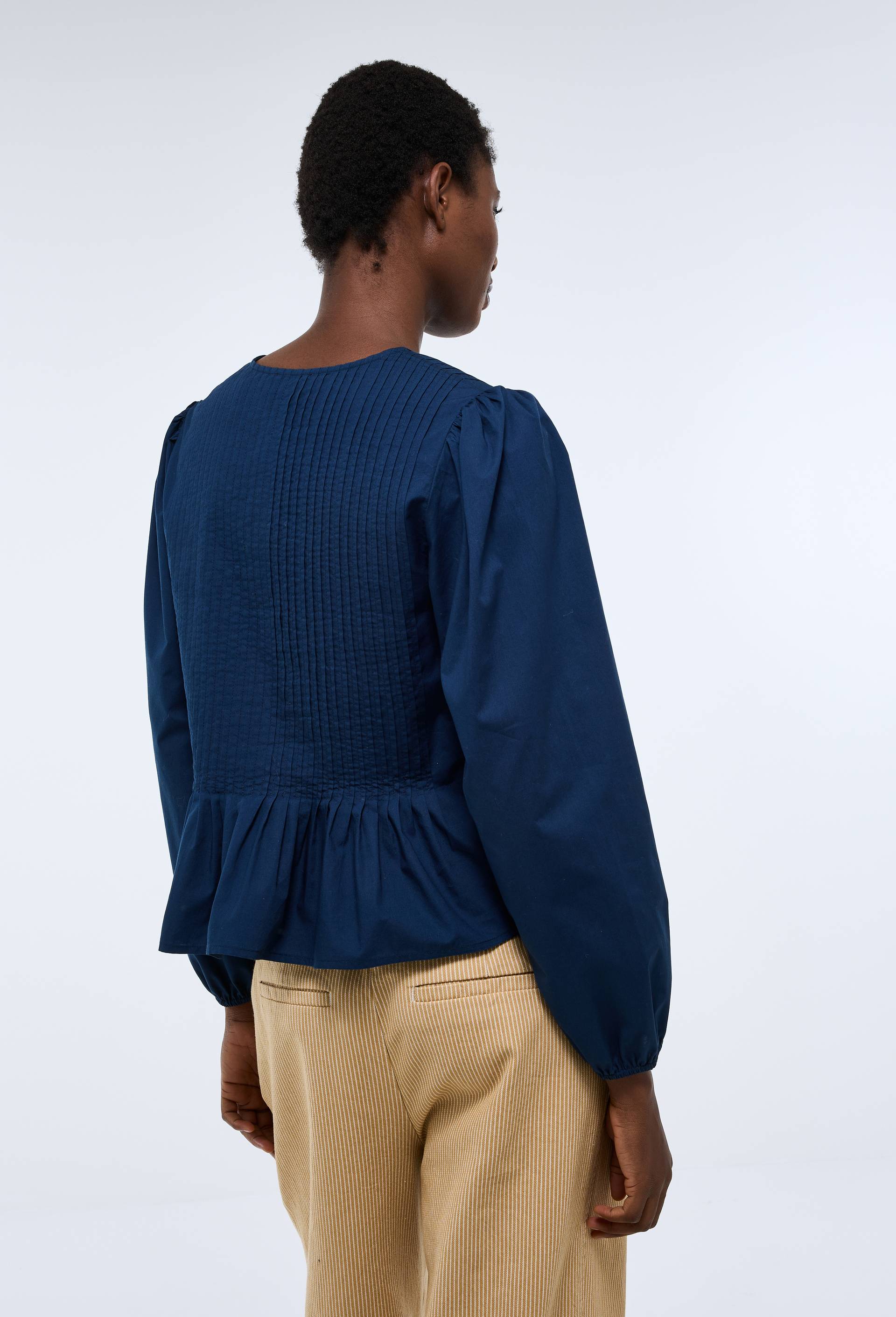 Blouse manches longues en coton BIO GOTS, Bleu fonc&eacute;, large image number 1