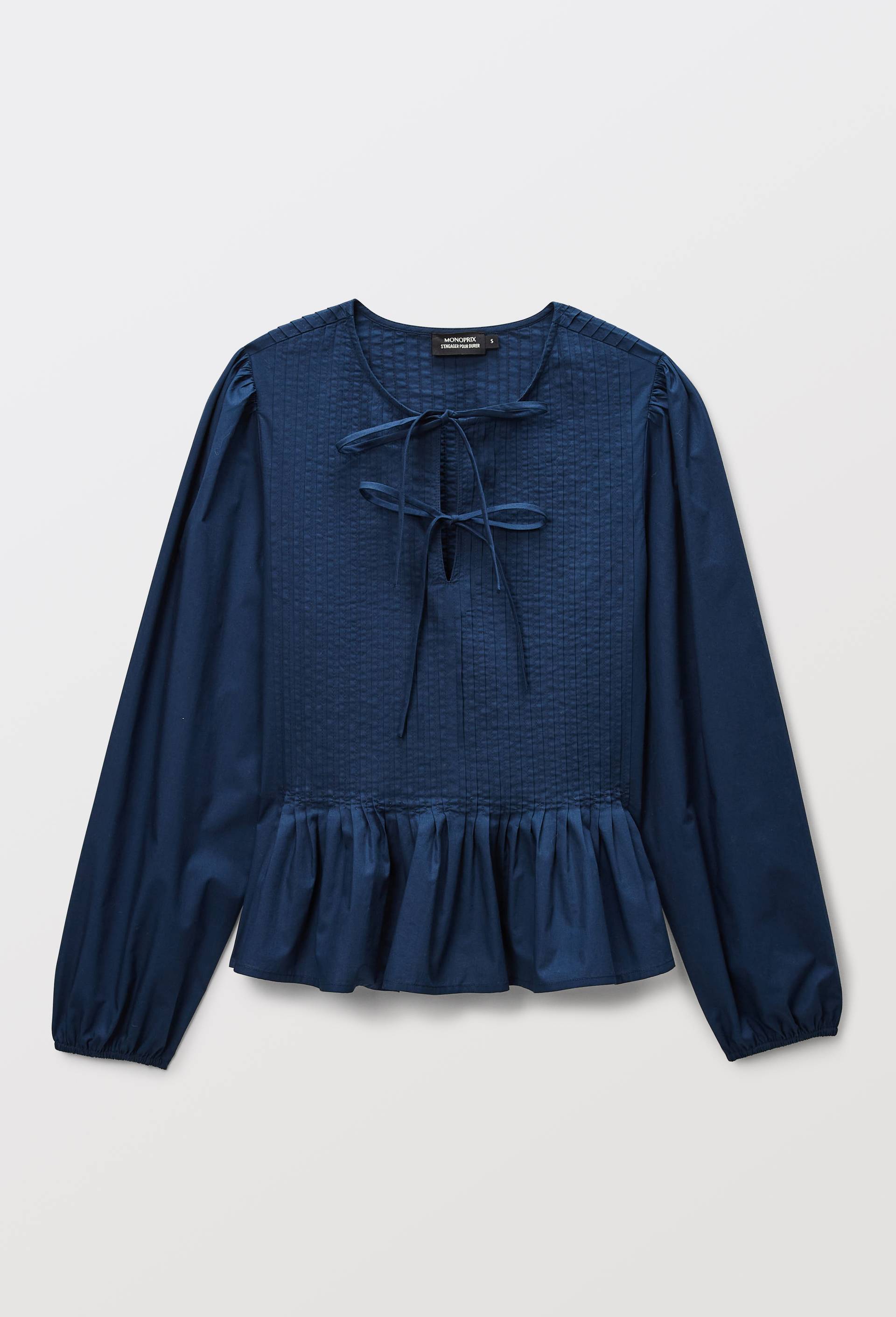 Blouse manches longues en coton BIO GOTS, Bleu fonc&eacute;, large image number 2.0
