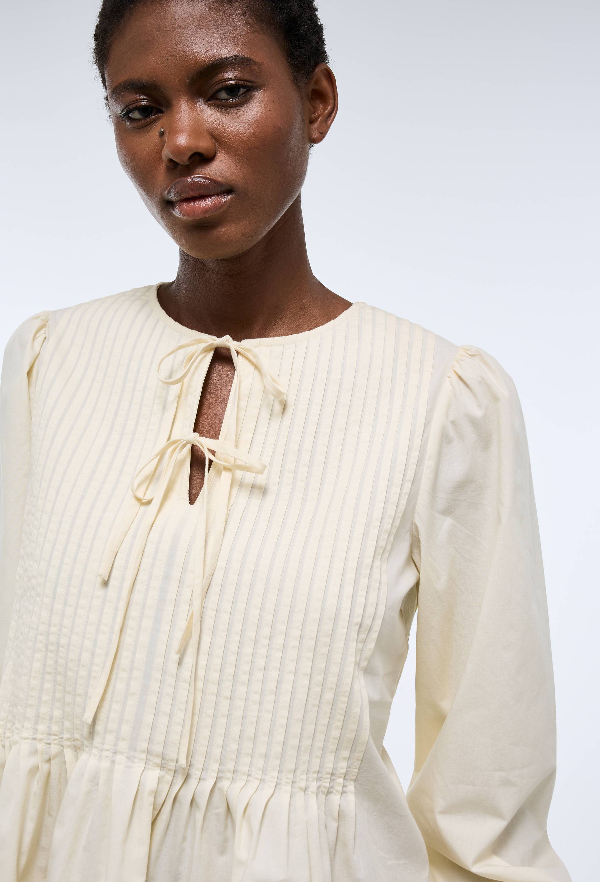 Blouse manches longues en coton BIO GOTS, Ecru, large image number 1