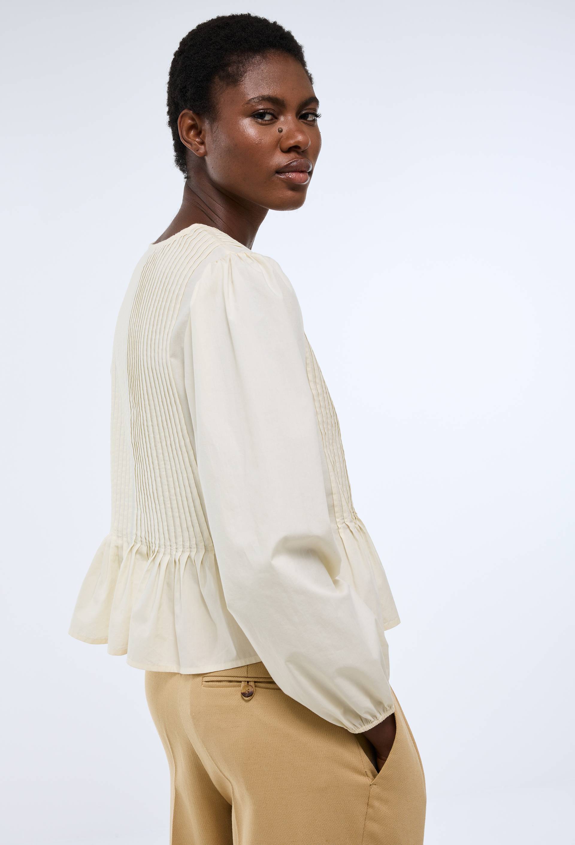 Blouse manches longues en coton BIO GOTS, Ecru, large image number 2