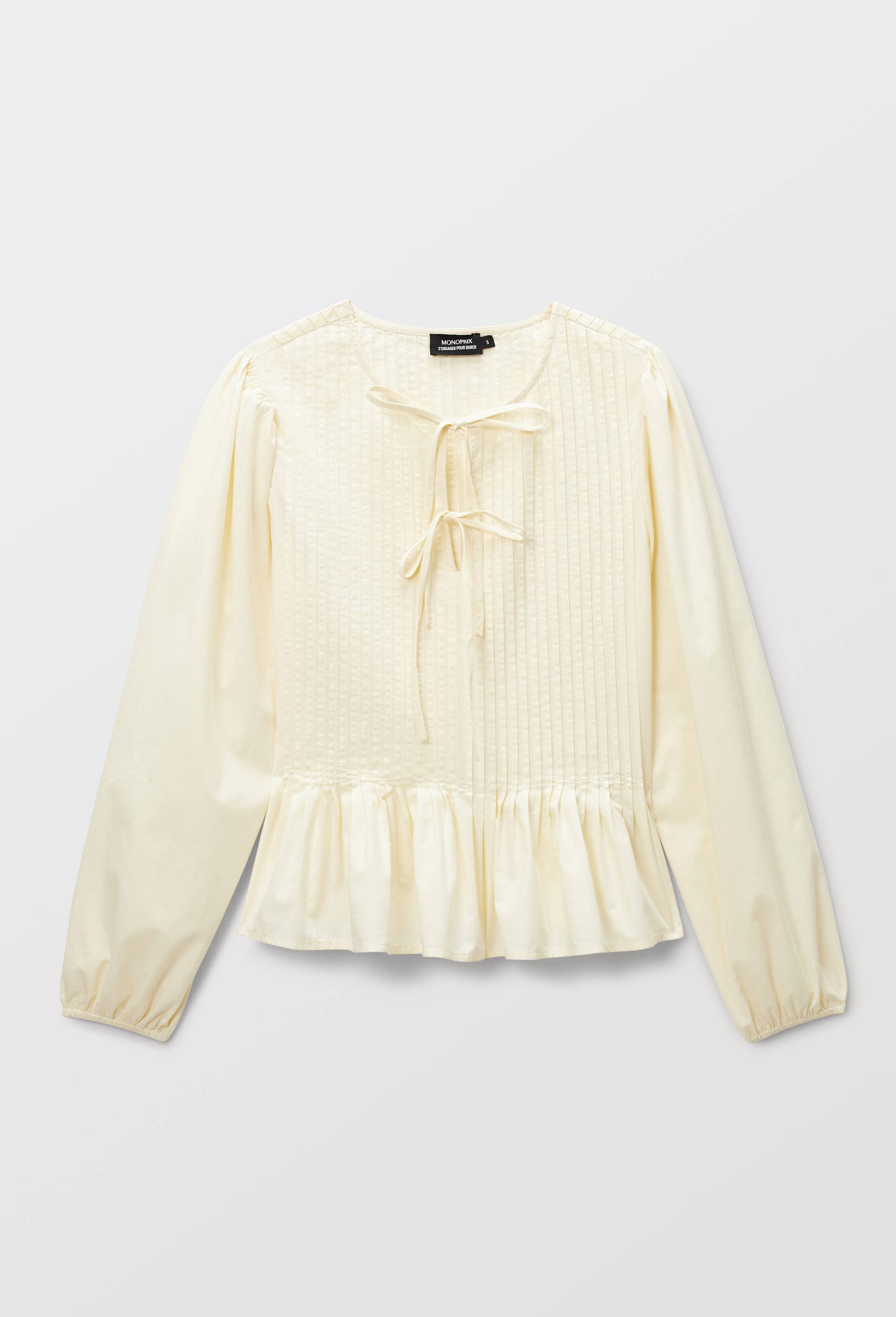 Blouse manches longues en coton BIO GOTS, Ecru, large image number 3
