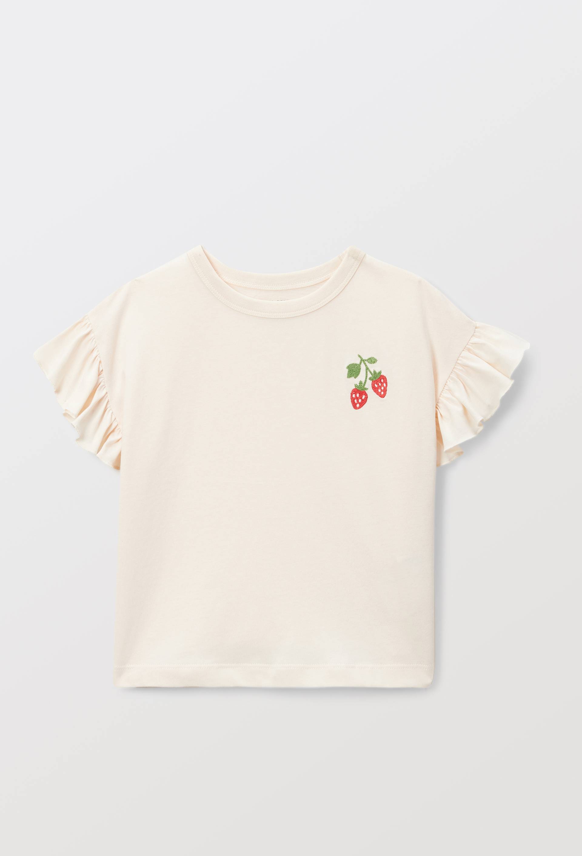 T-shirt brod&eacute; en coton, Beige clair, large image number 0