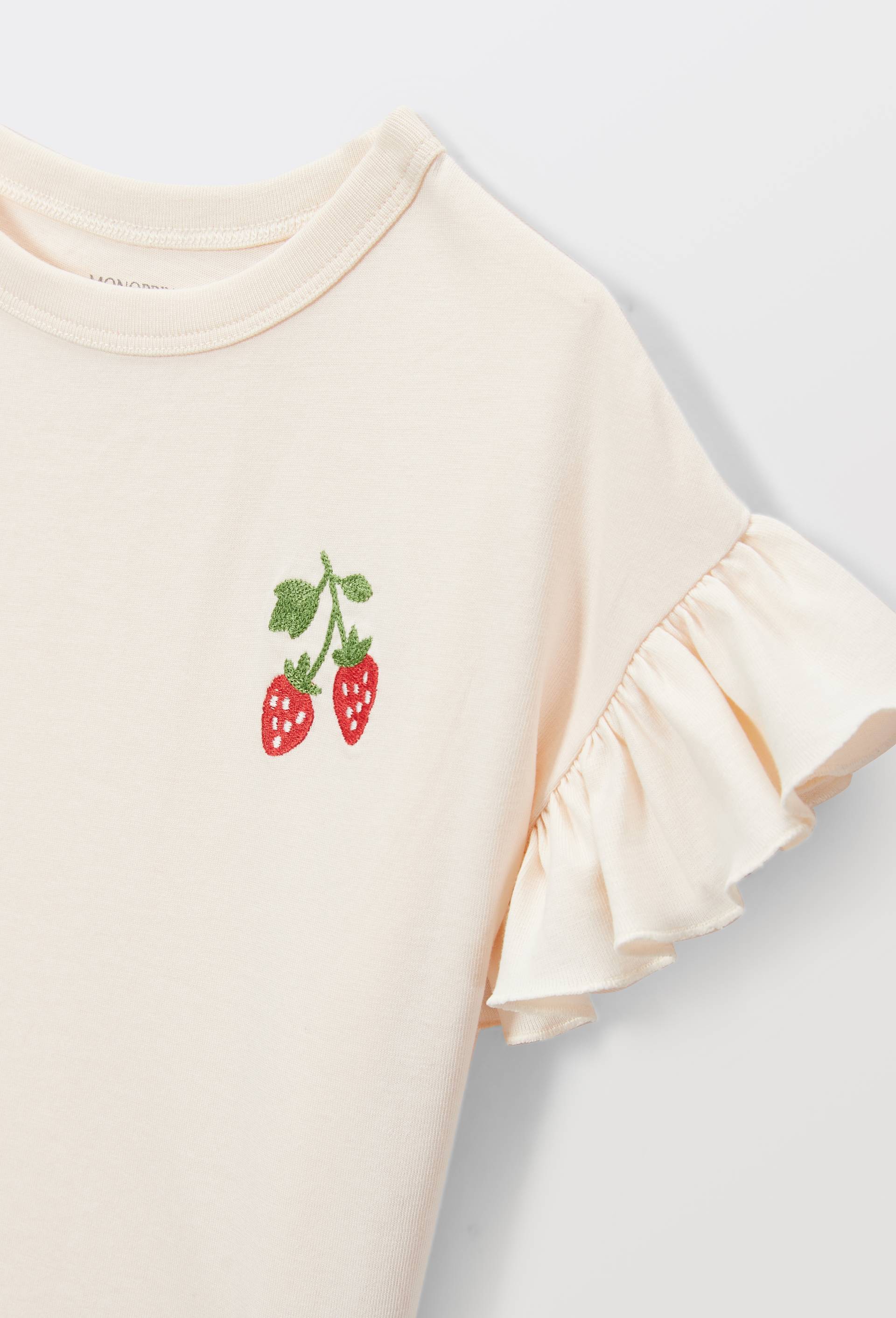 T-shirt brod&eacute; en coton, Beige clair, large image number 2.0