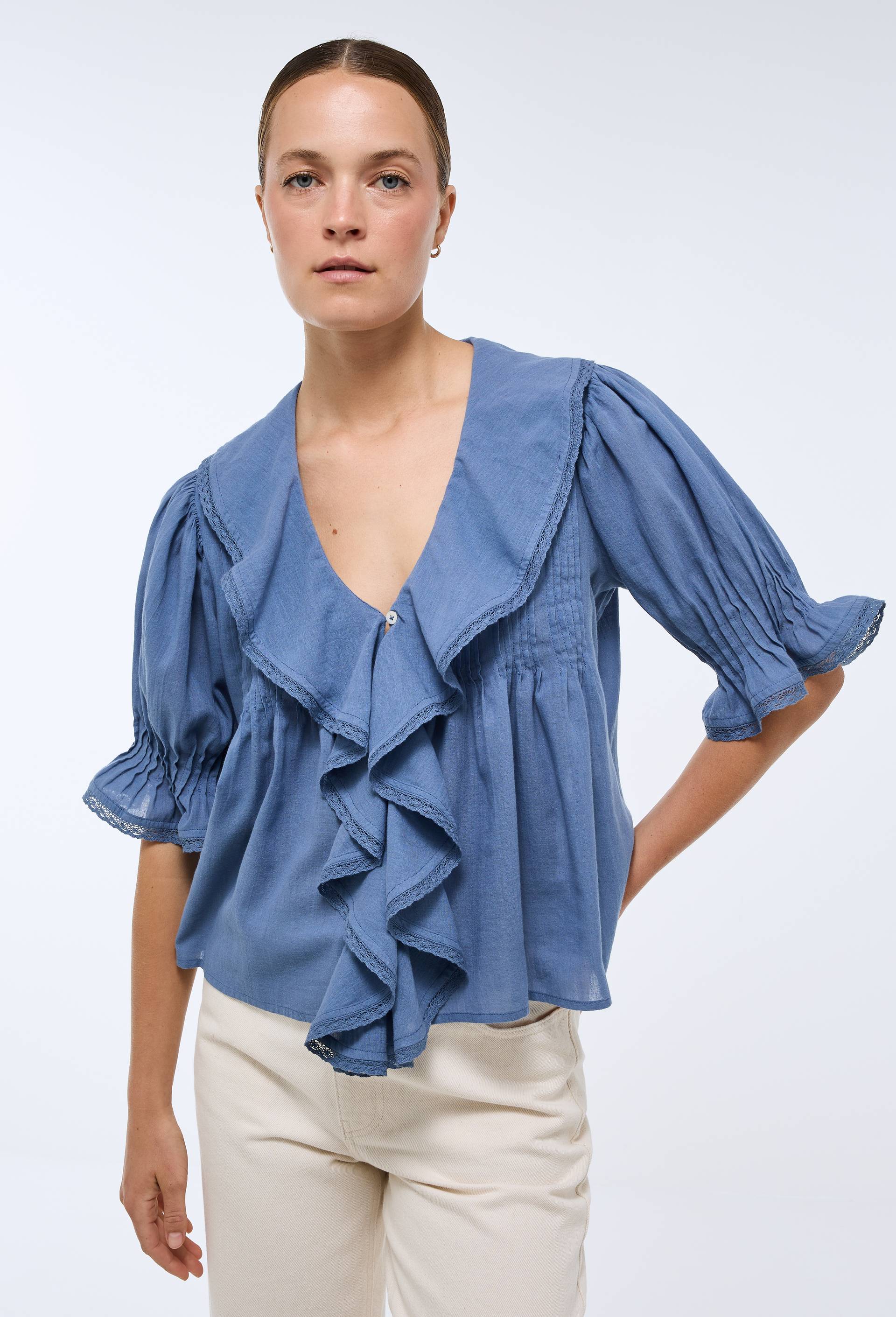 Top uni en coton BIO GOTS, Bleu, large image number 0.0