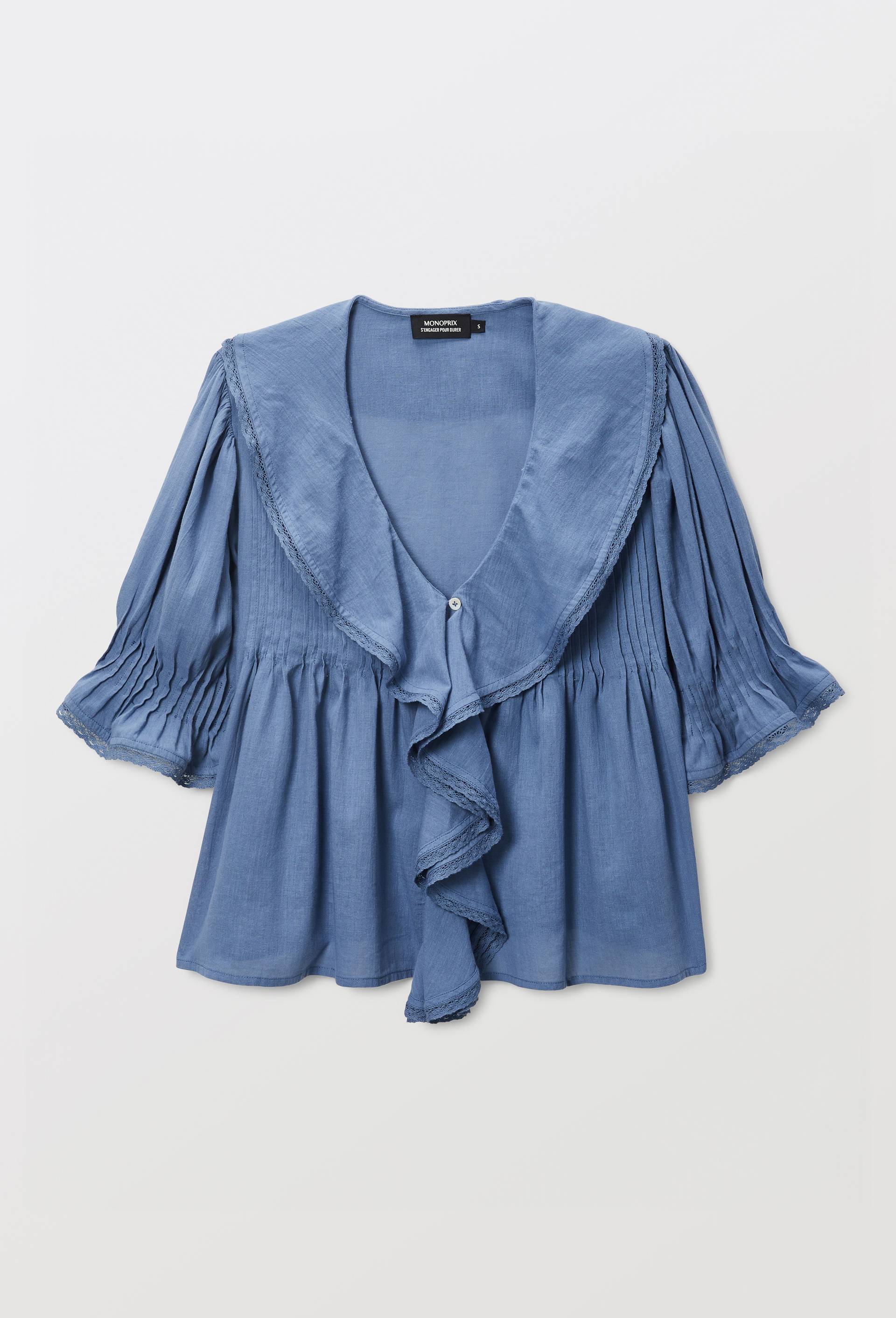Top uni en coton BIO GOTS, Bleu, large image number 2