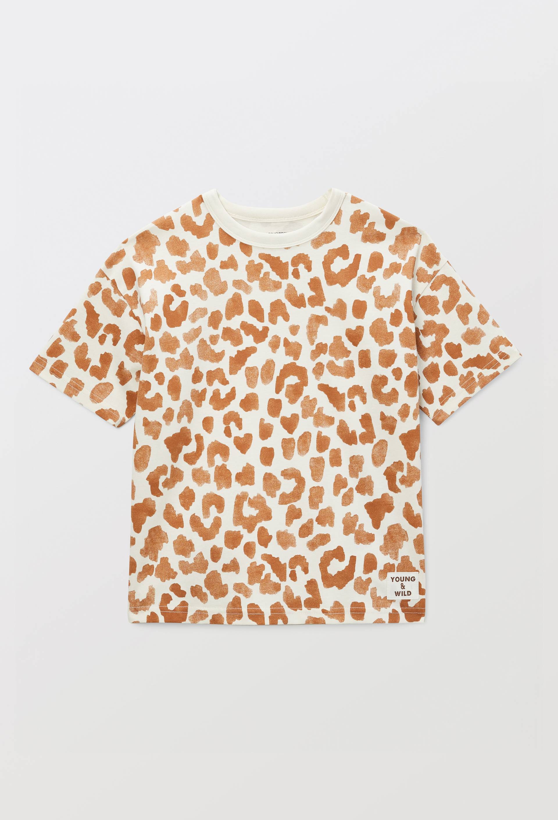 T-shirt manches courtes imprim&eacute; en coton BIO GOTS, Beige clair, large image number 1.0