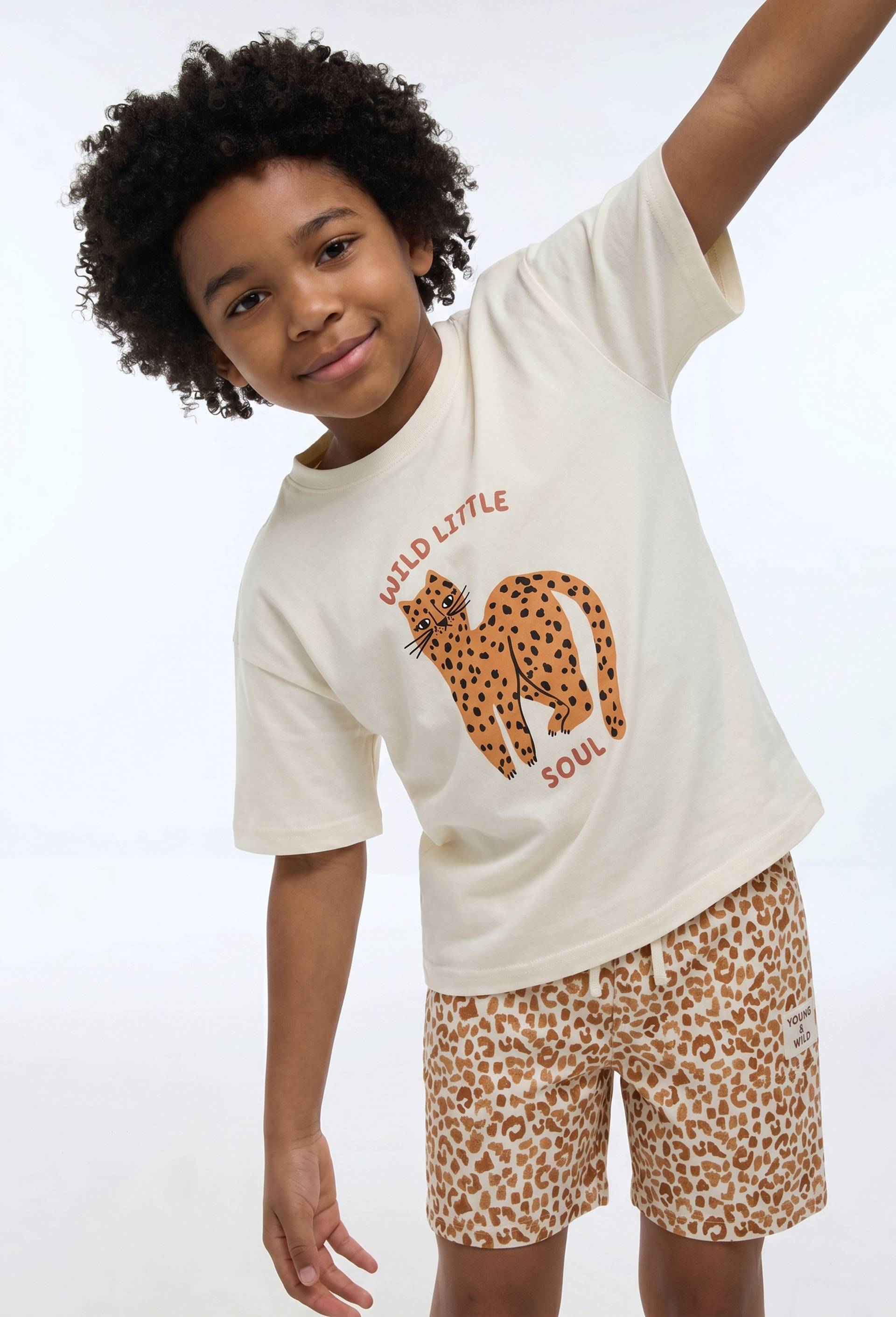 T-shirt manches courtes imprim&eacute; en coton BIO GOTS, Beige clair, large image number 0.0