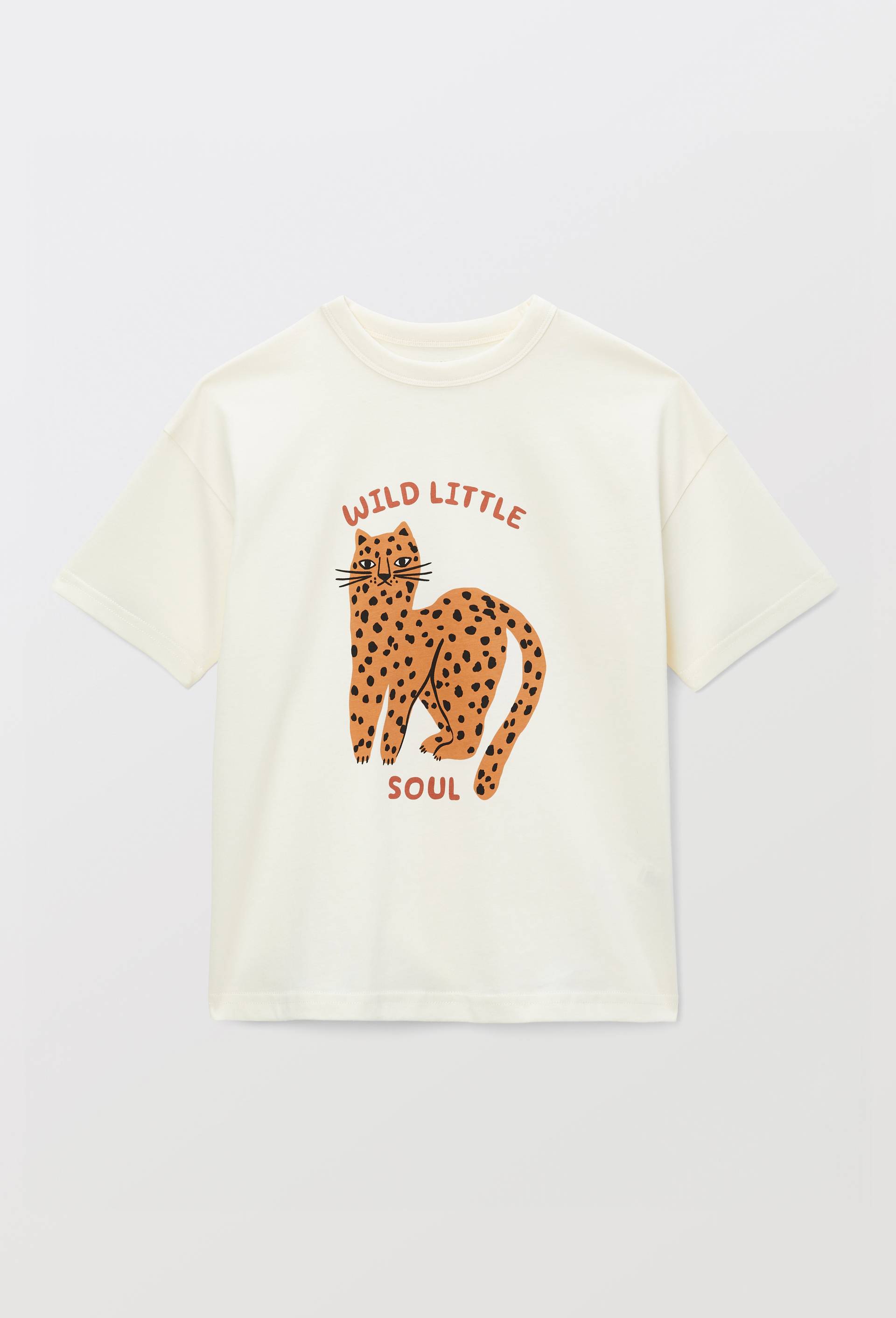 T-shirt manches courtes imprim&eacute; en coton BIO GOTS, Beige clair, large image number 1