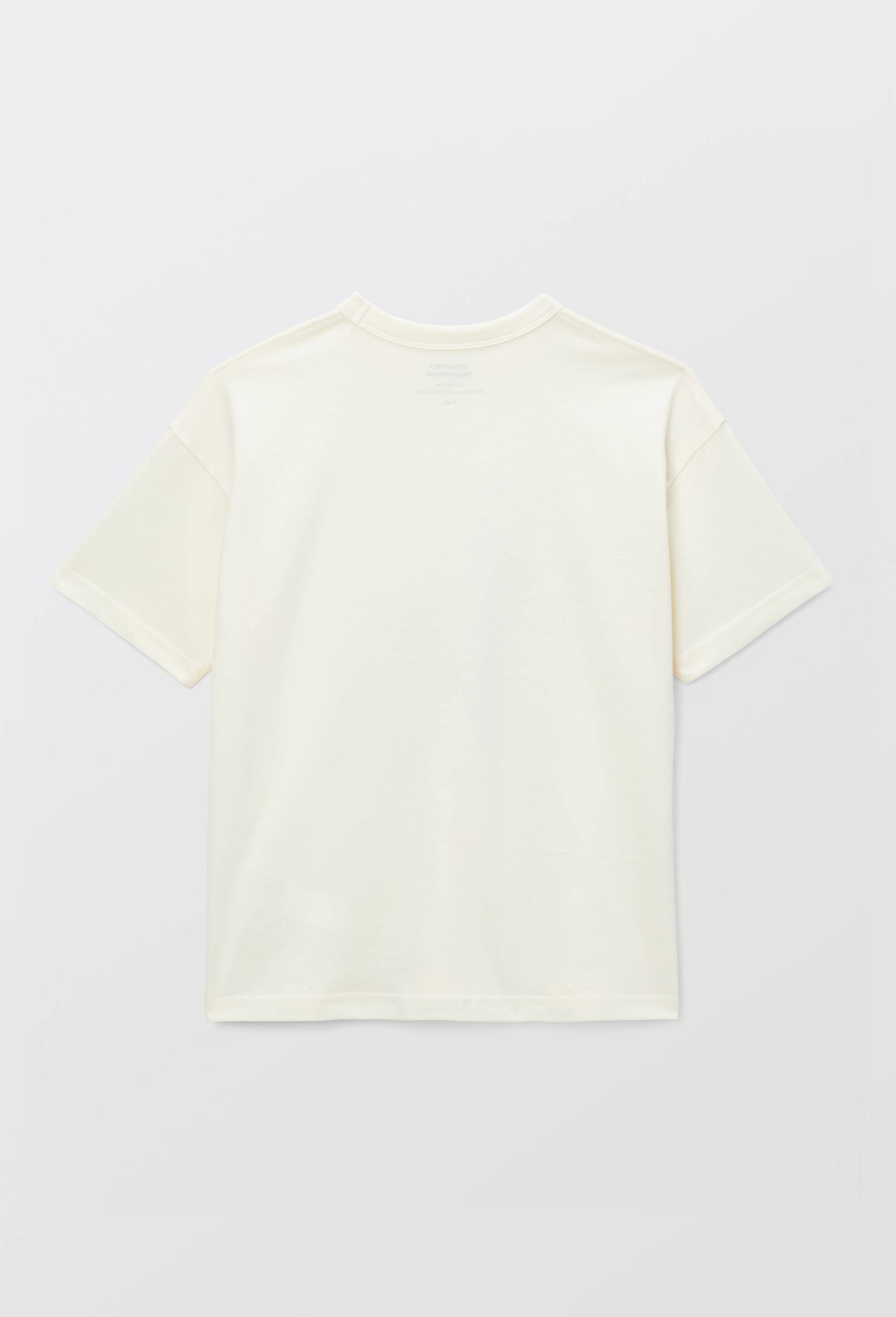 T-shirt manches courtes imprim&eacute; en coton BIO GOTS, Beige clair, large image number 2.0