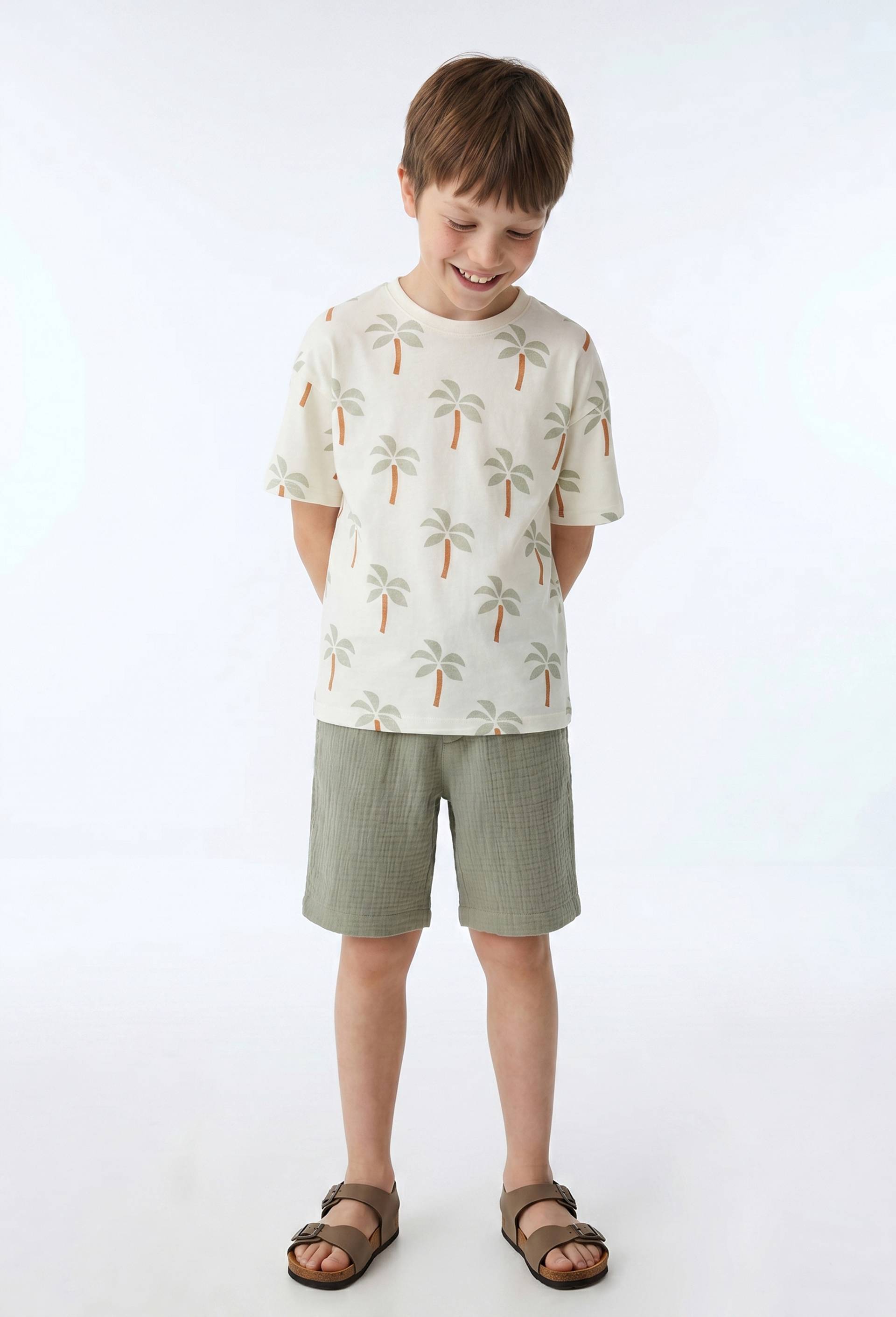 T-shirt manches courtes surteint en coton BIO, Beige clair, large image number 0.0