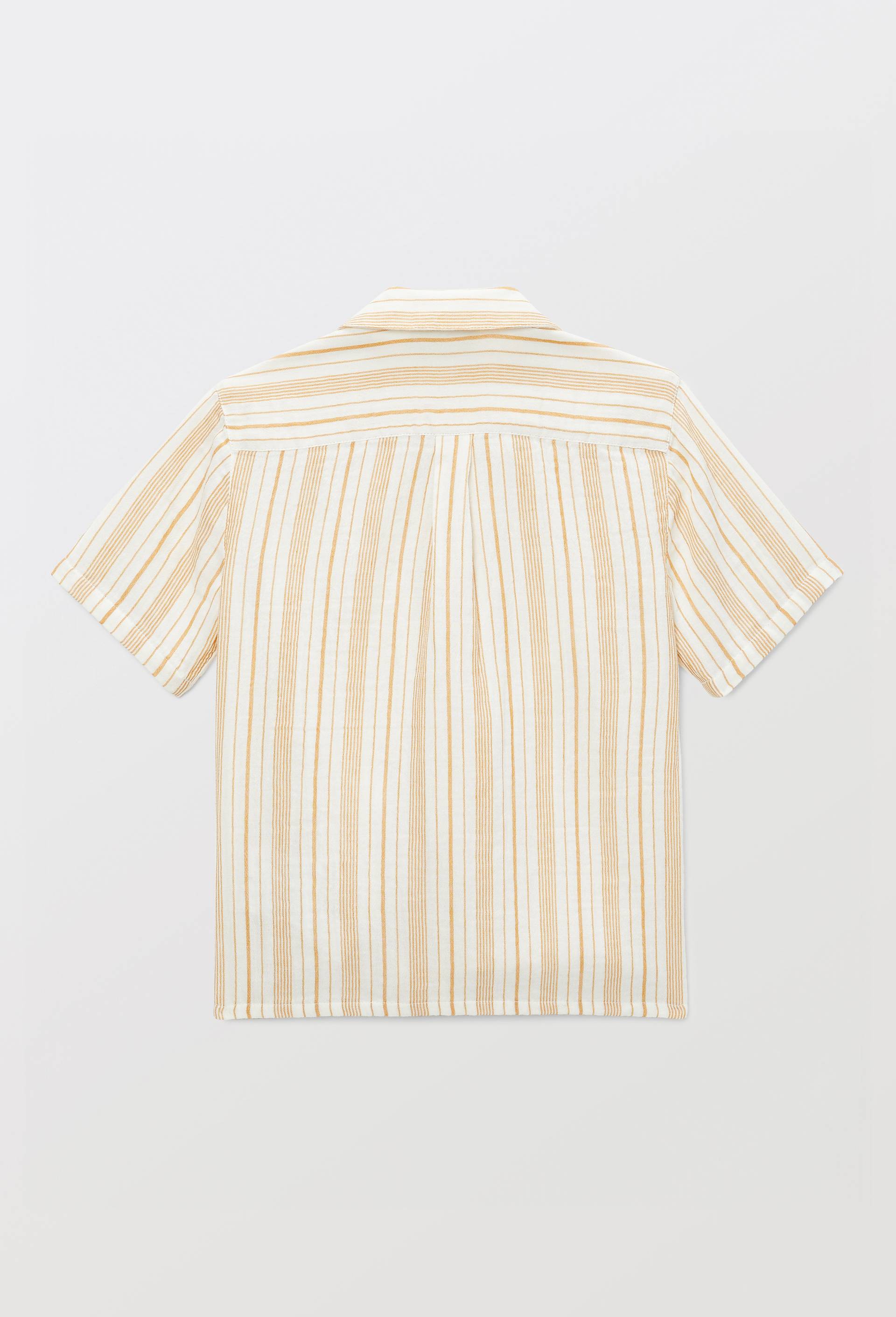 Chemise manches courtes ray&eacute;e en gaze de coton, Beige clair, large image number 2