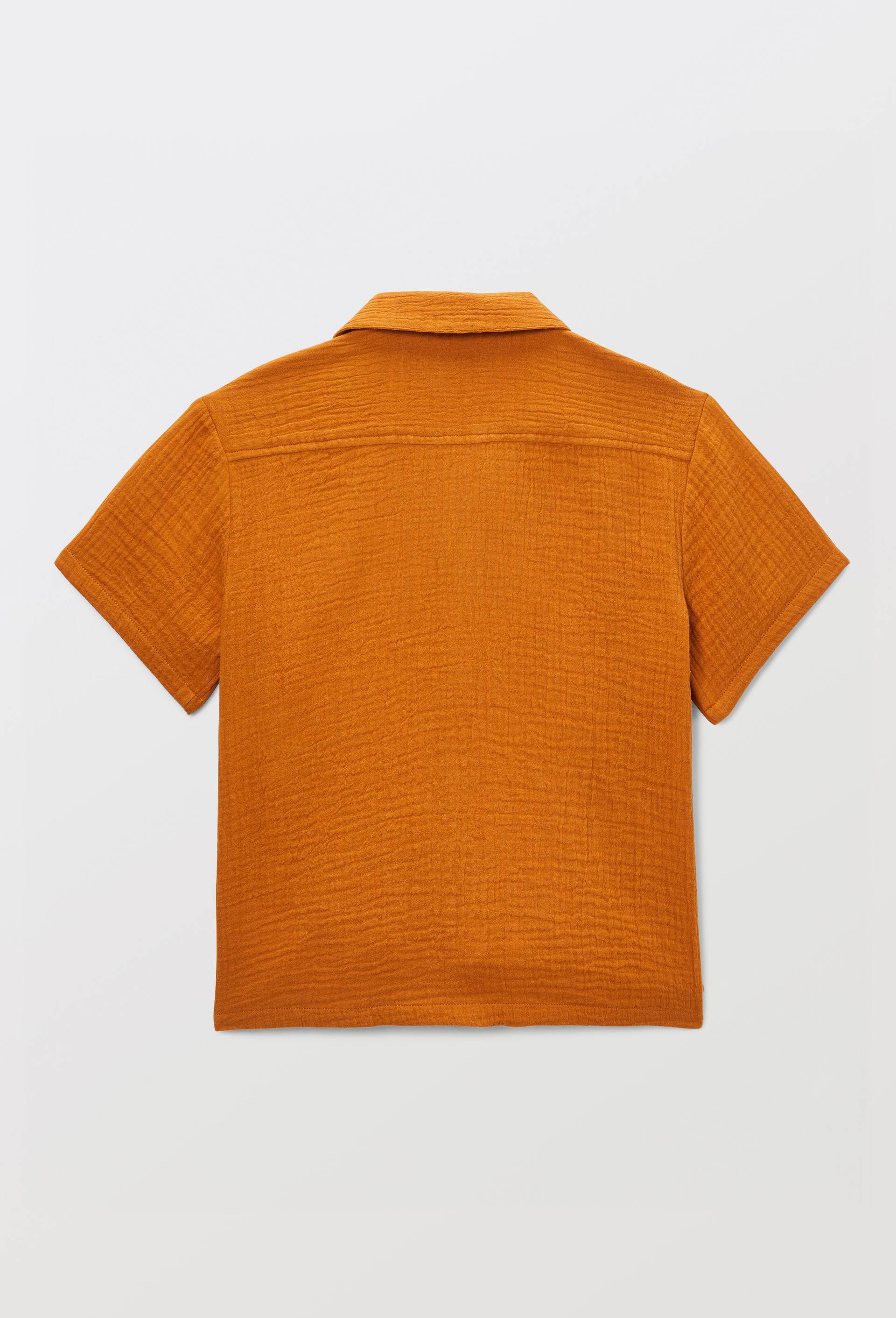 Chemise manches courtes unie en gaze de coton BIO GOTS, Brun clair, large image number 3