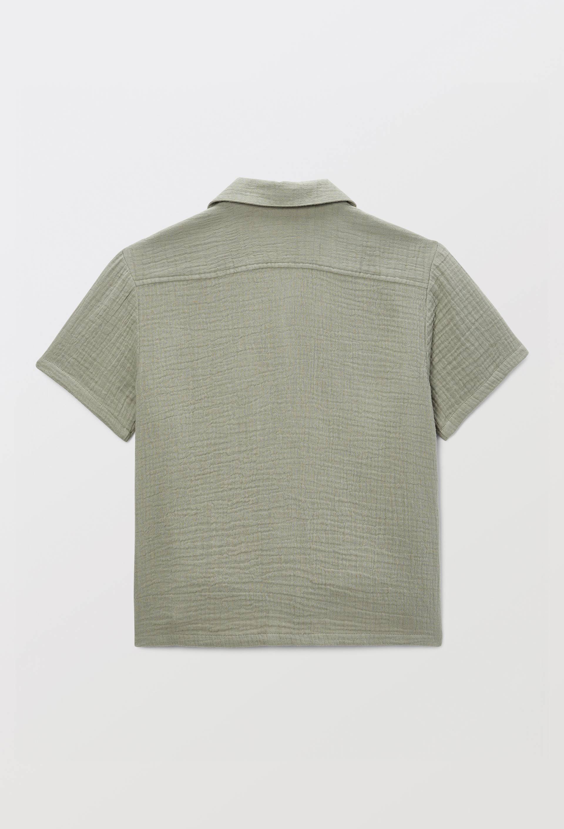 Chemise manches courtes unie en gaze de coton BIO GOTS, Vert, large image number 2