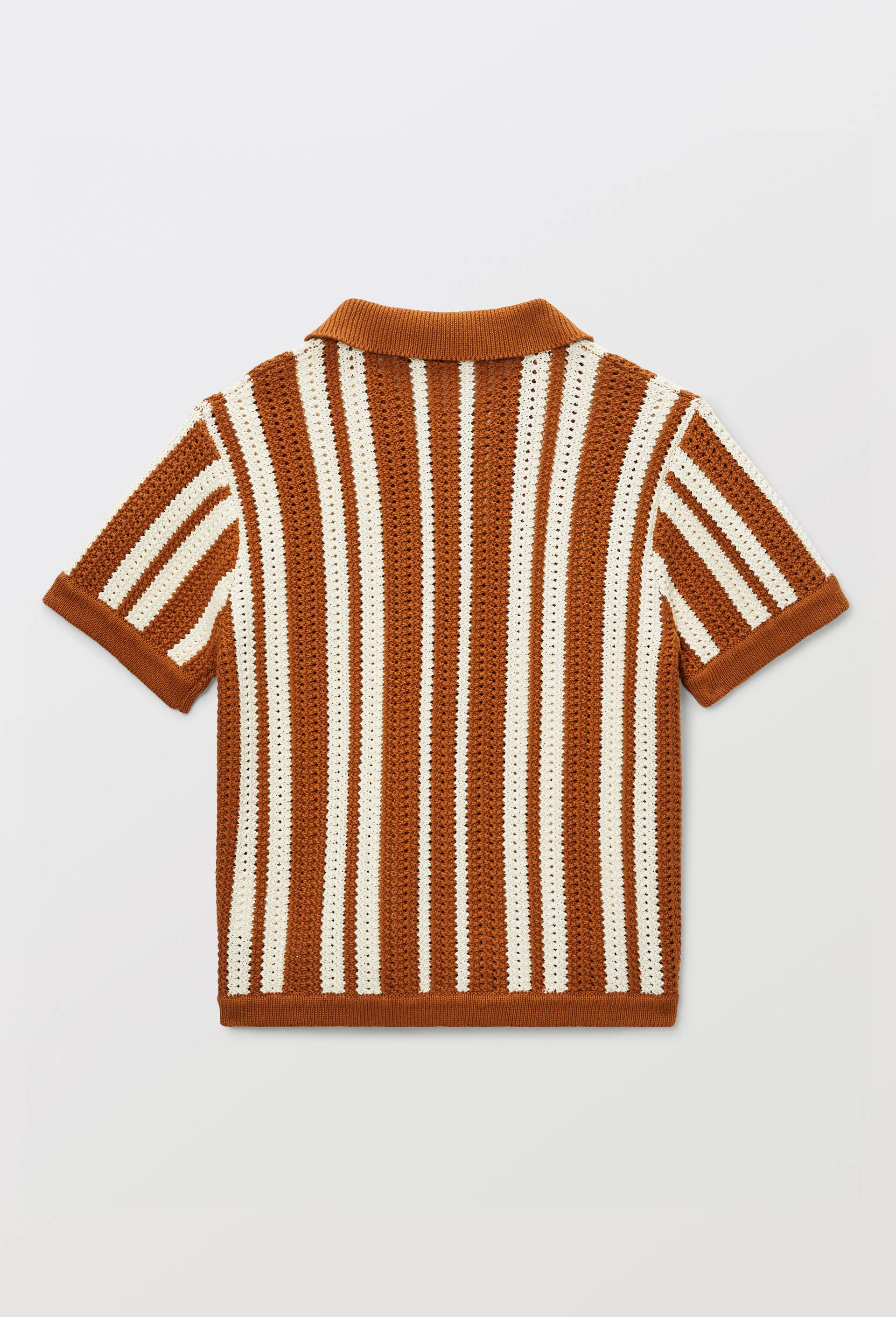 Chemise manches courtes en maille en coton, Brun clair, large image number 2.0