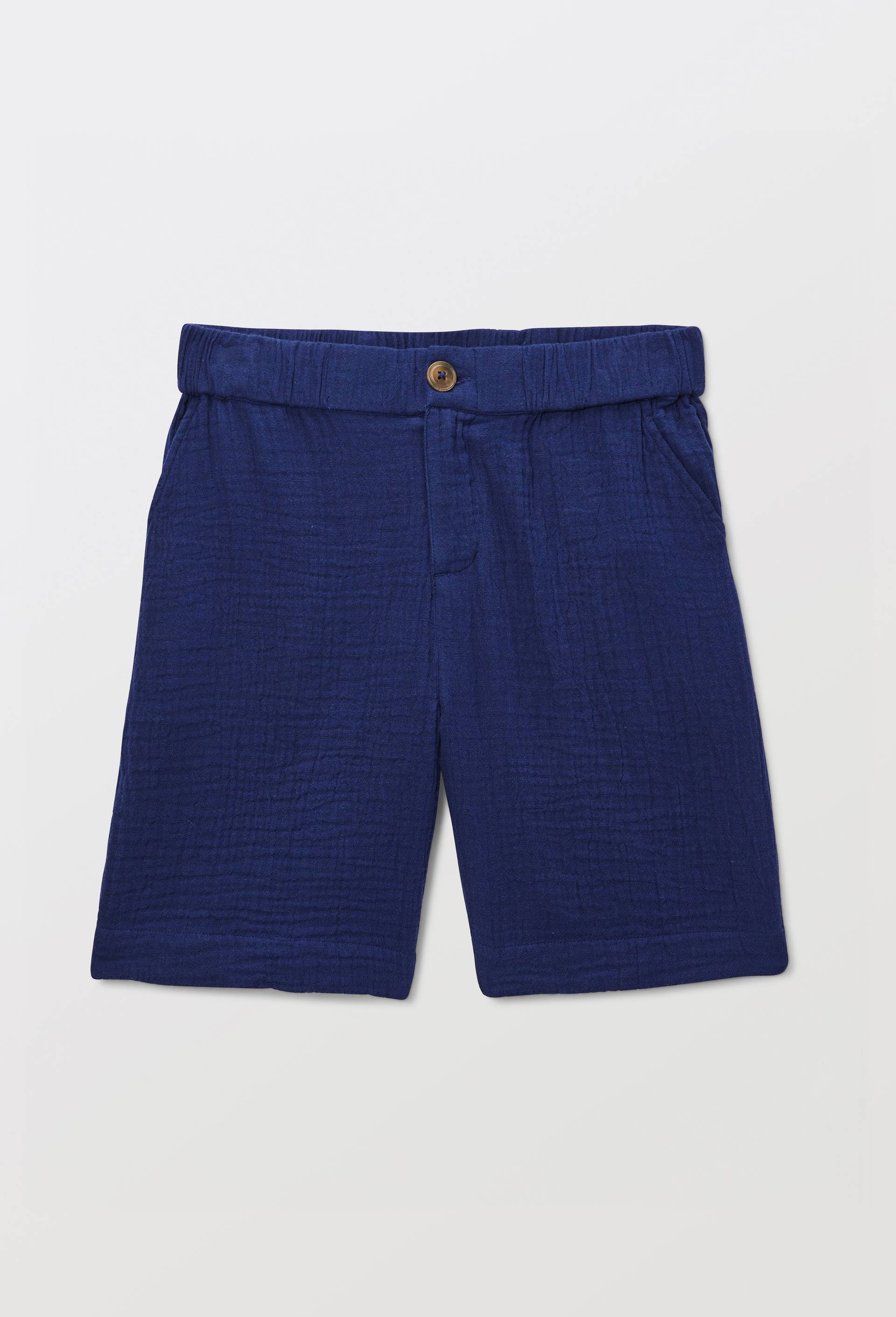 Short uni en gaze de coton BIO GOTS, Bleu fonc&eacute;, large image number 1.0