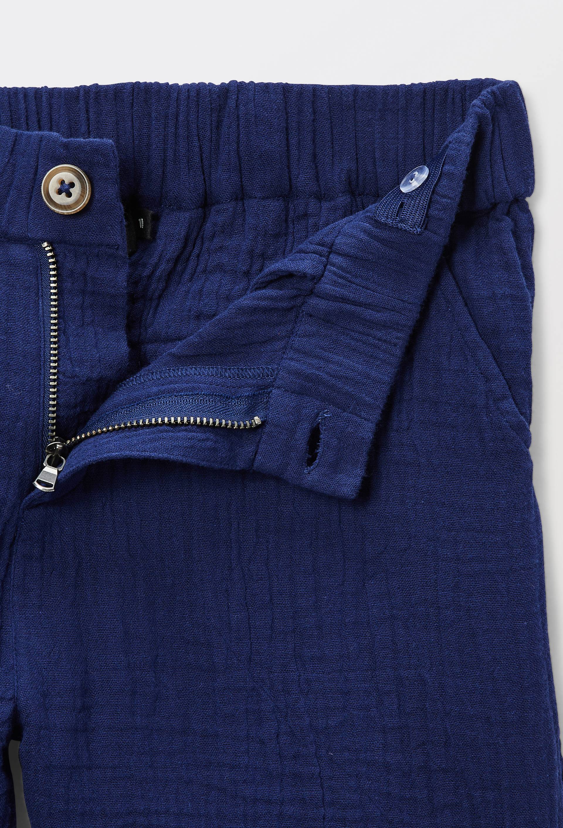 Short uni en gaze de coton BIO GOTS, Bleu fonc&eacute;, large image number 3