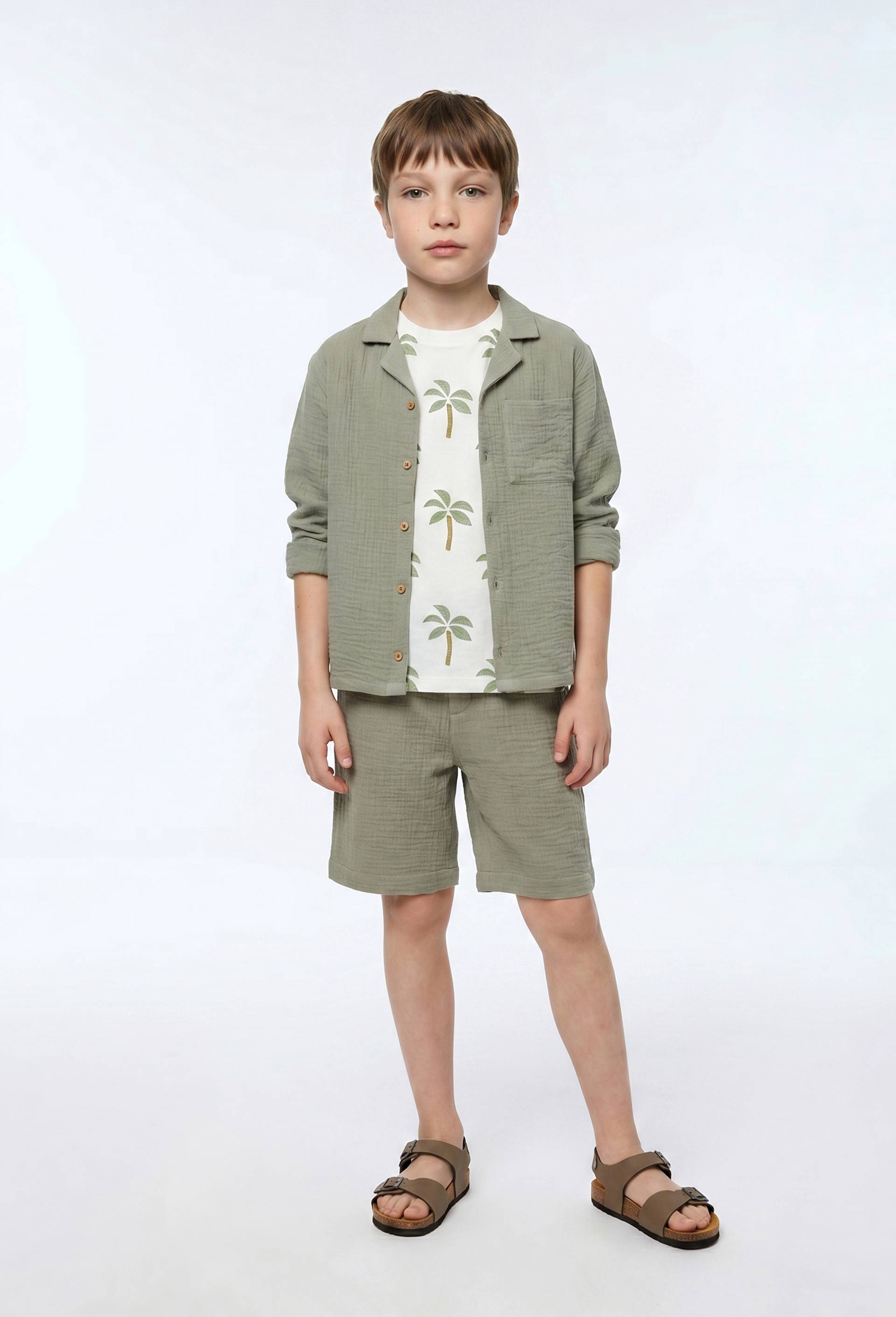 Short uni en gaze de coton BIO GOTS, Vert, swatch image
