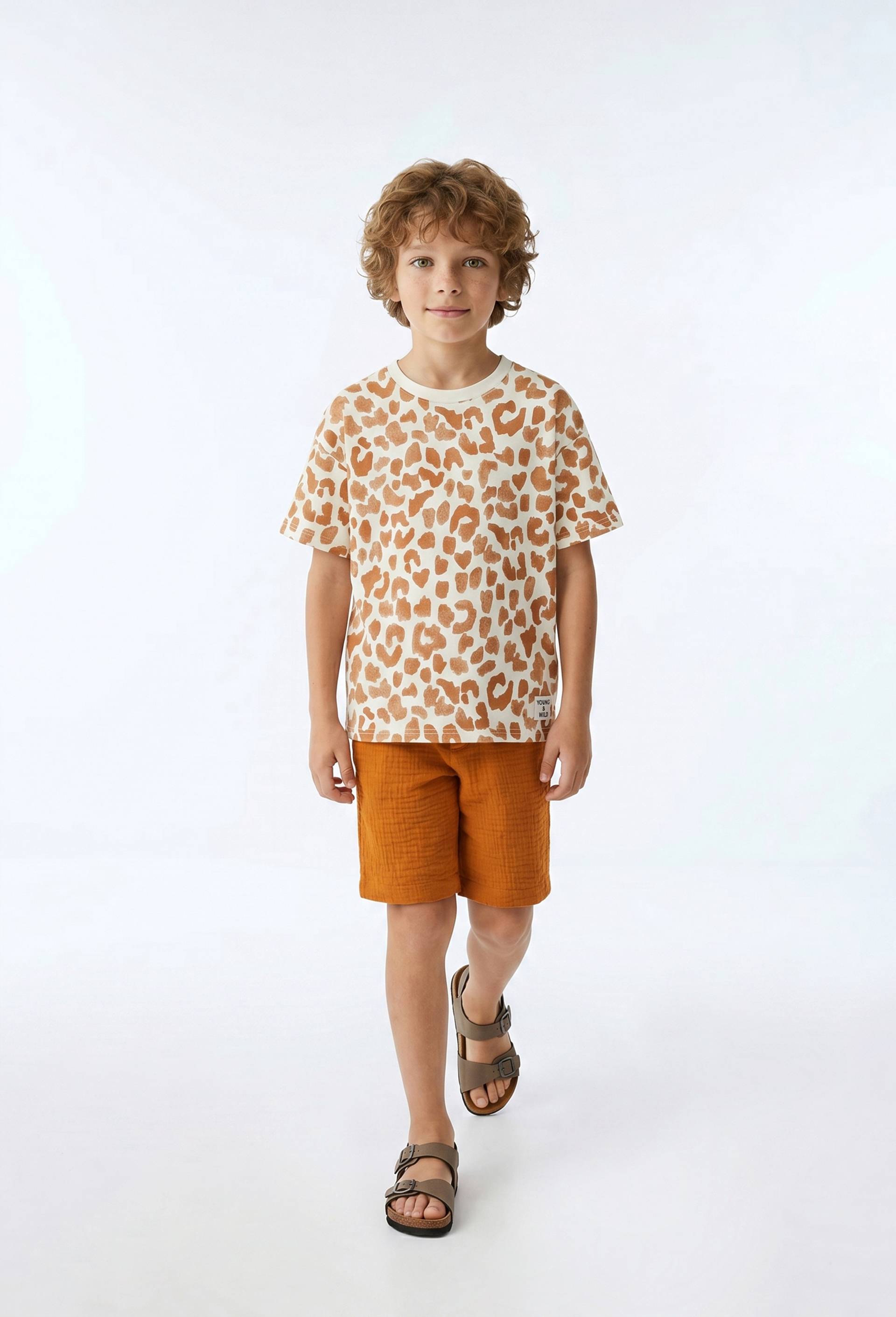 Short uni en gaze de coton BIO GOTS, Brun clair, swatch image