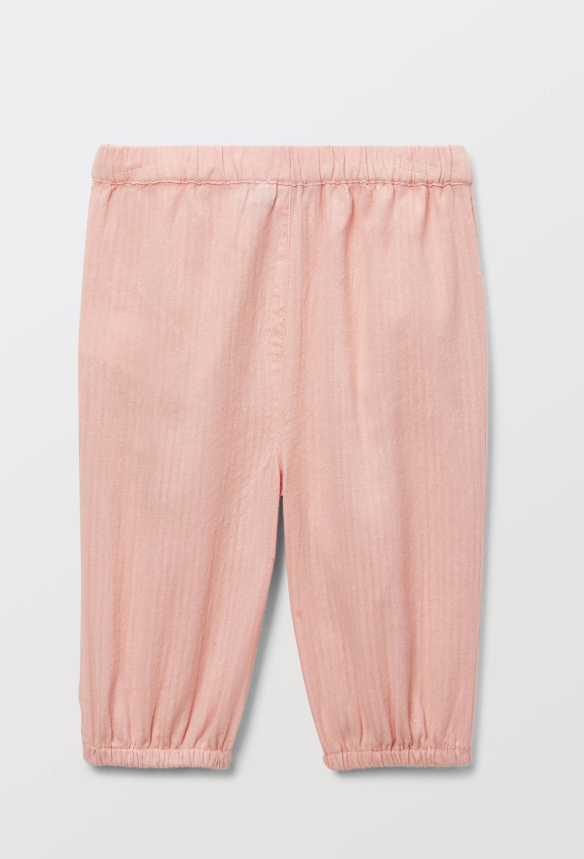 Pantalon brod&eacute; en seersucker en coton BIO GOTS, Rose fonc&eacute;, large image number 1.0