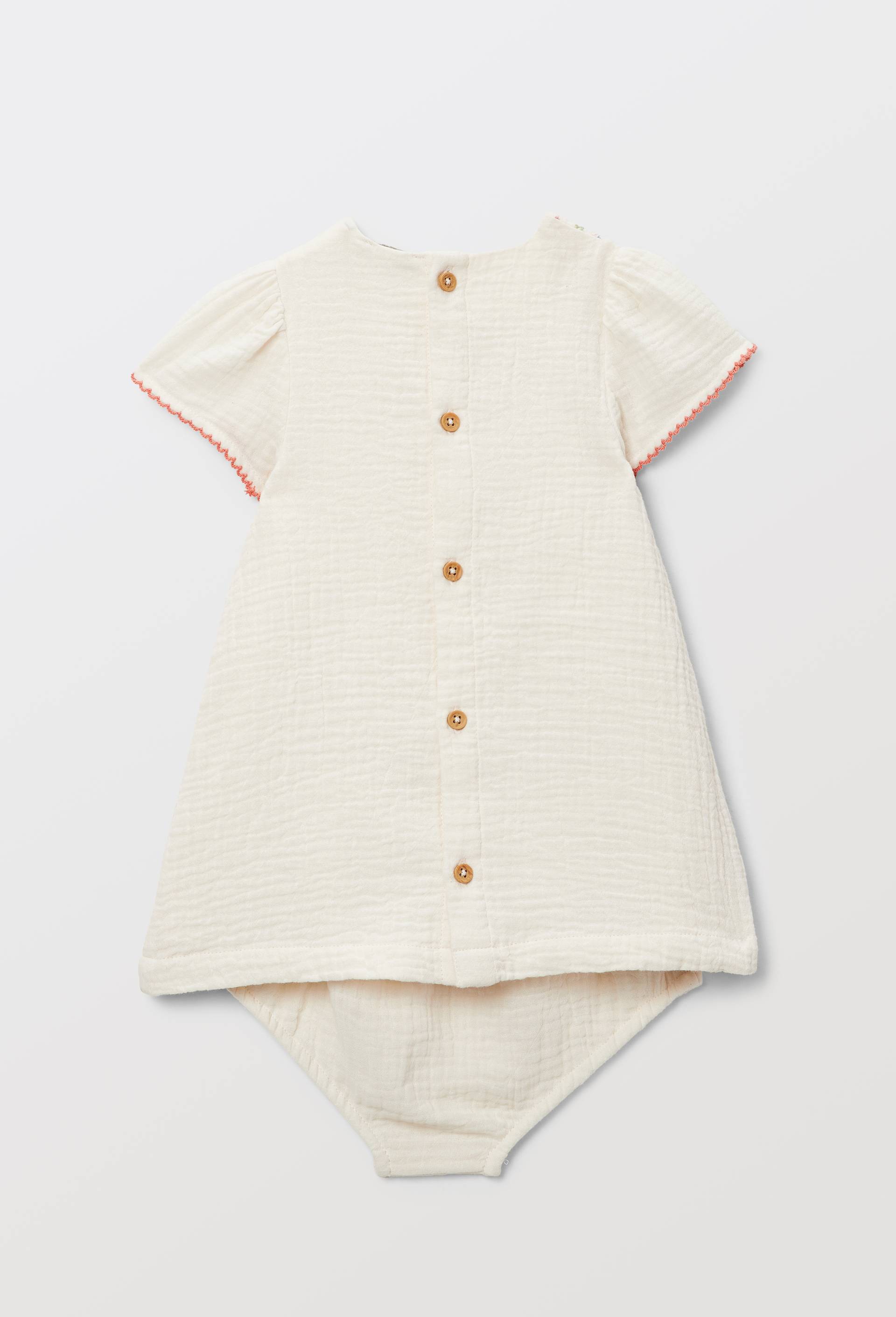 Robe brod&eacute;e avec bloomer en gaze de coton, Beige clair, large image number 1