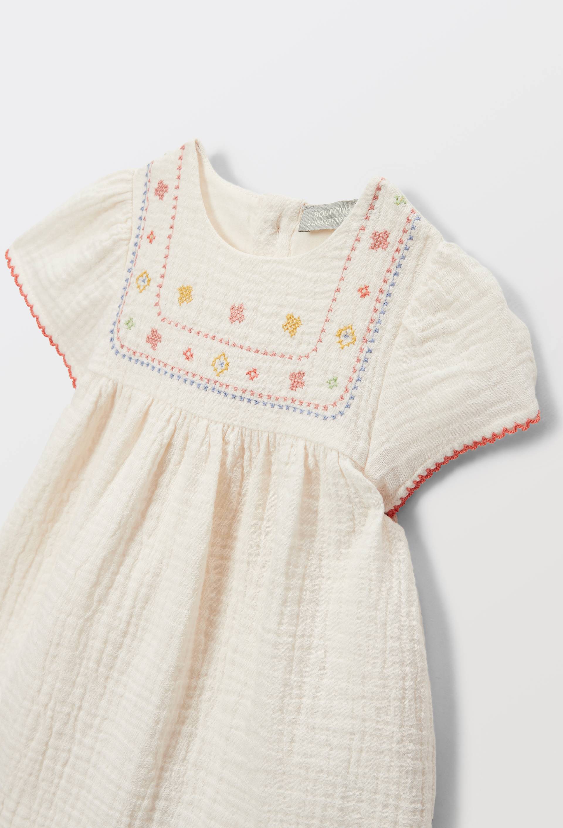 Robe brod&eacute;e avec bloomer en gaze de coton, Beige clair, large image number 2
