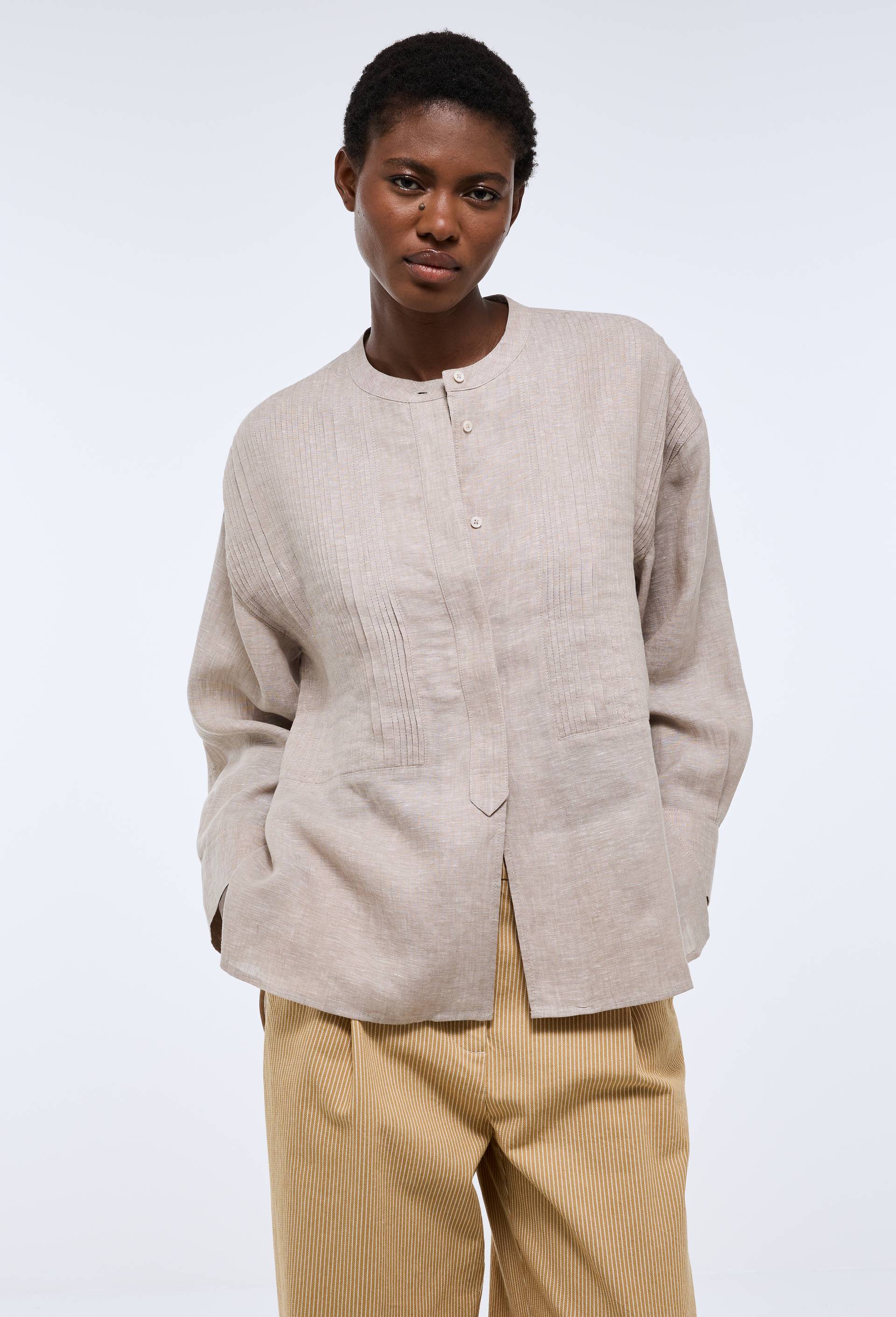 Blouse manches longues en lin, Beige clair, large image number 0.0