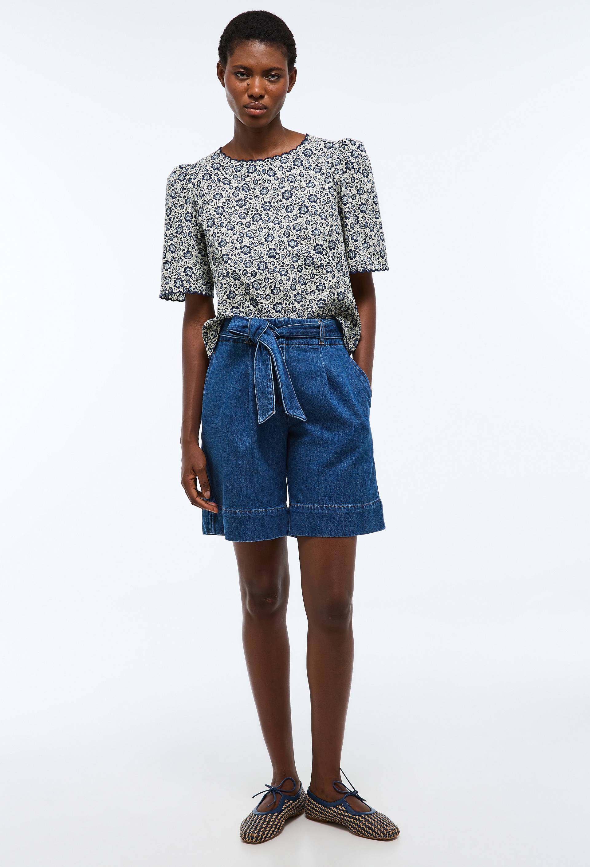 Blouse manches courtes imprim&eacute;e en coton BIO GOTS, Ecru, large image number 1.0