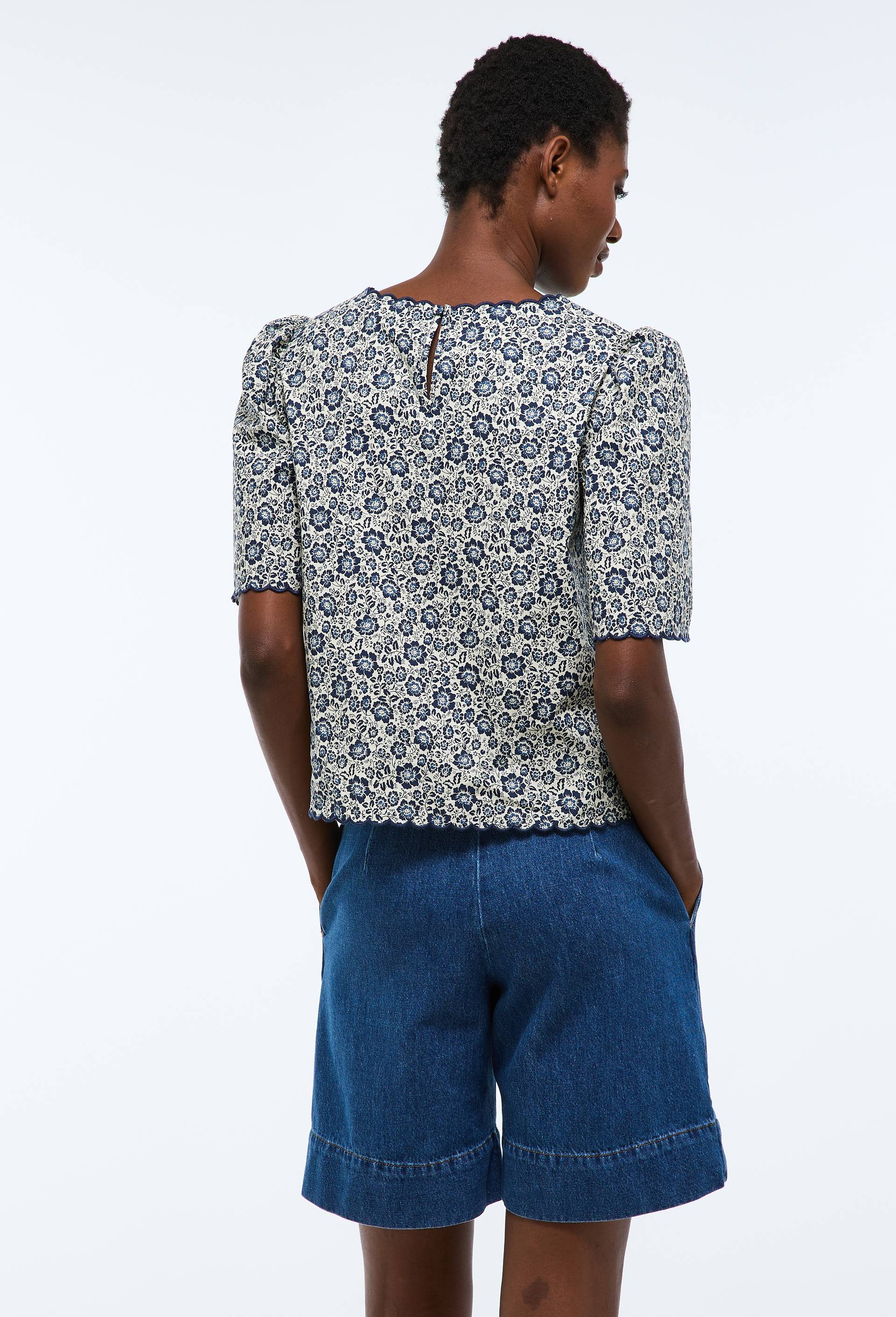 Blouse manches courtes imprim&eacute;e en coton BIO GOTS, Ecru, large image number 2.0