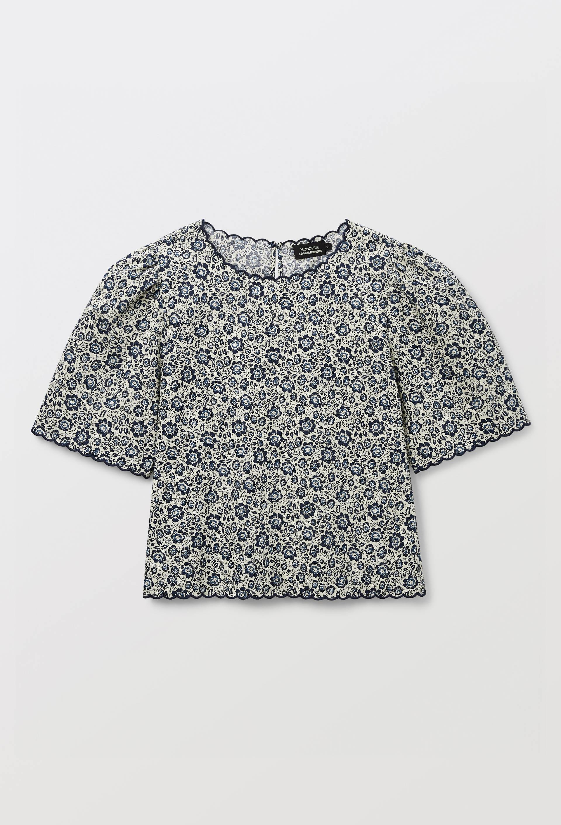 Blouse manches courtes imprim&eacute;e en coton BIO GOTS, Ecru, large image number 3