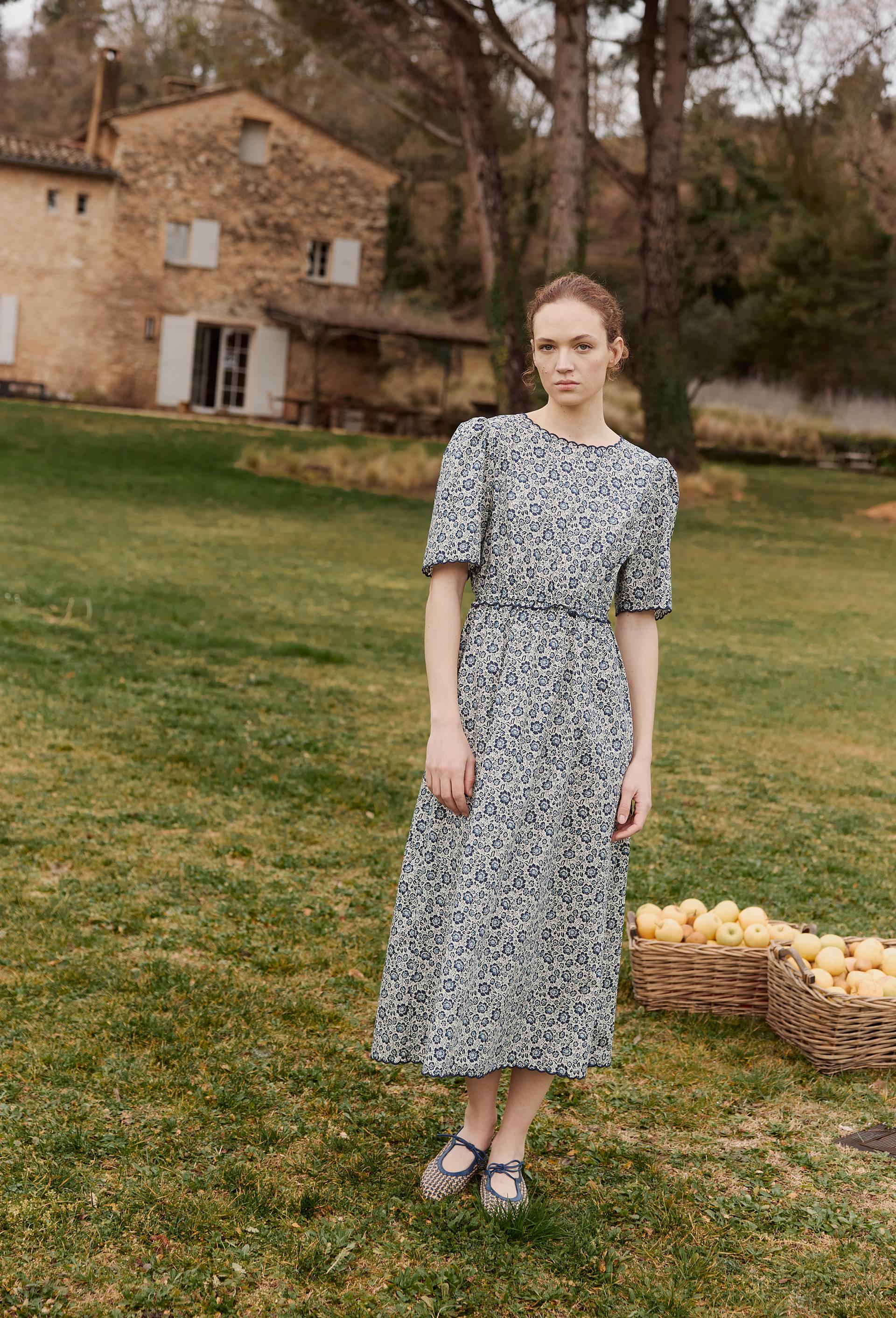 Robe midi manches courtes en coton BIO GOTS, Ecru, large image number 0.0