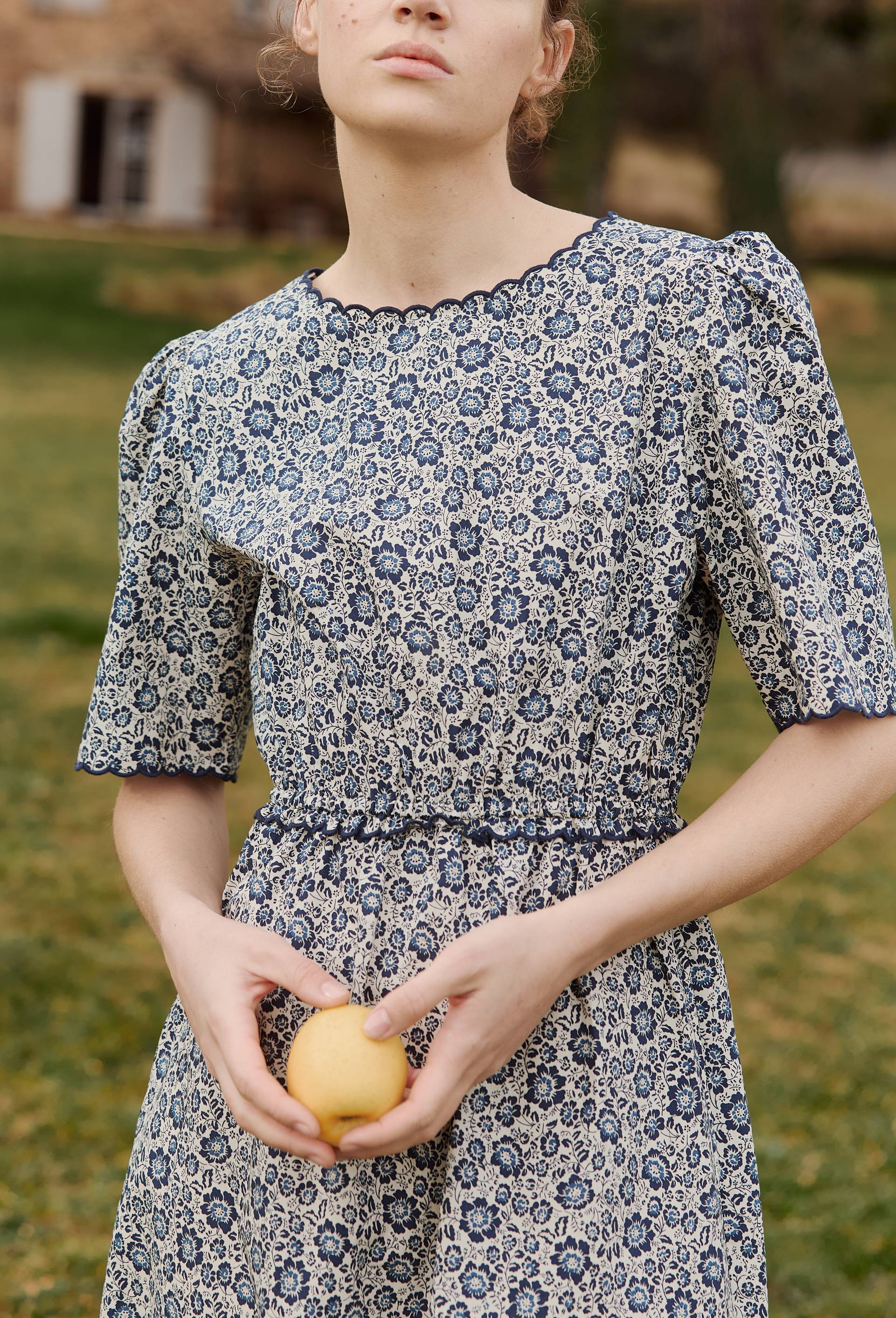Robe midi manches courtes en coton BIO GOTS, Ecru, large image number 1