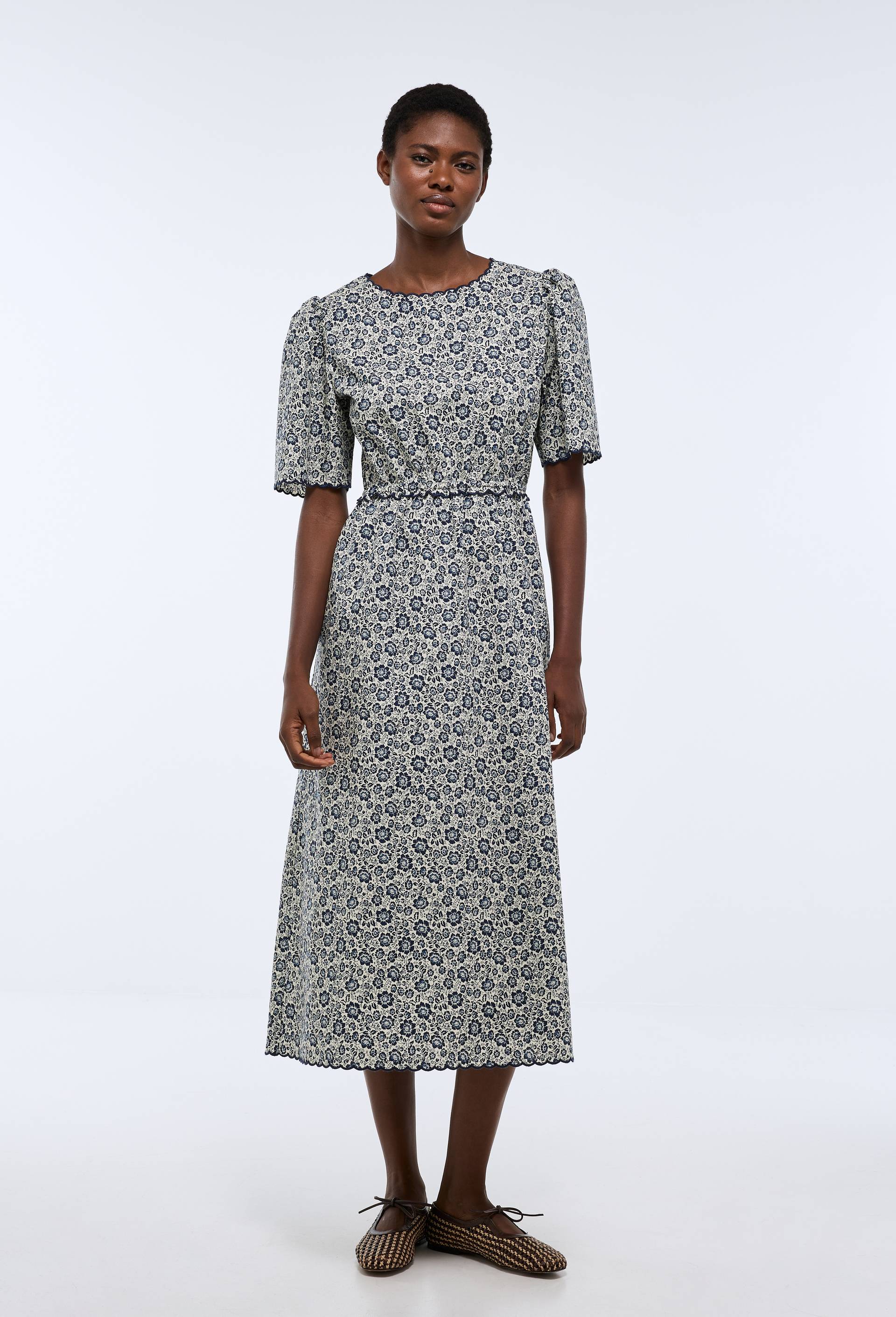 Robe midi manches courtes en coton BIO GOTS, Ecru, large image number 3
