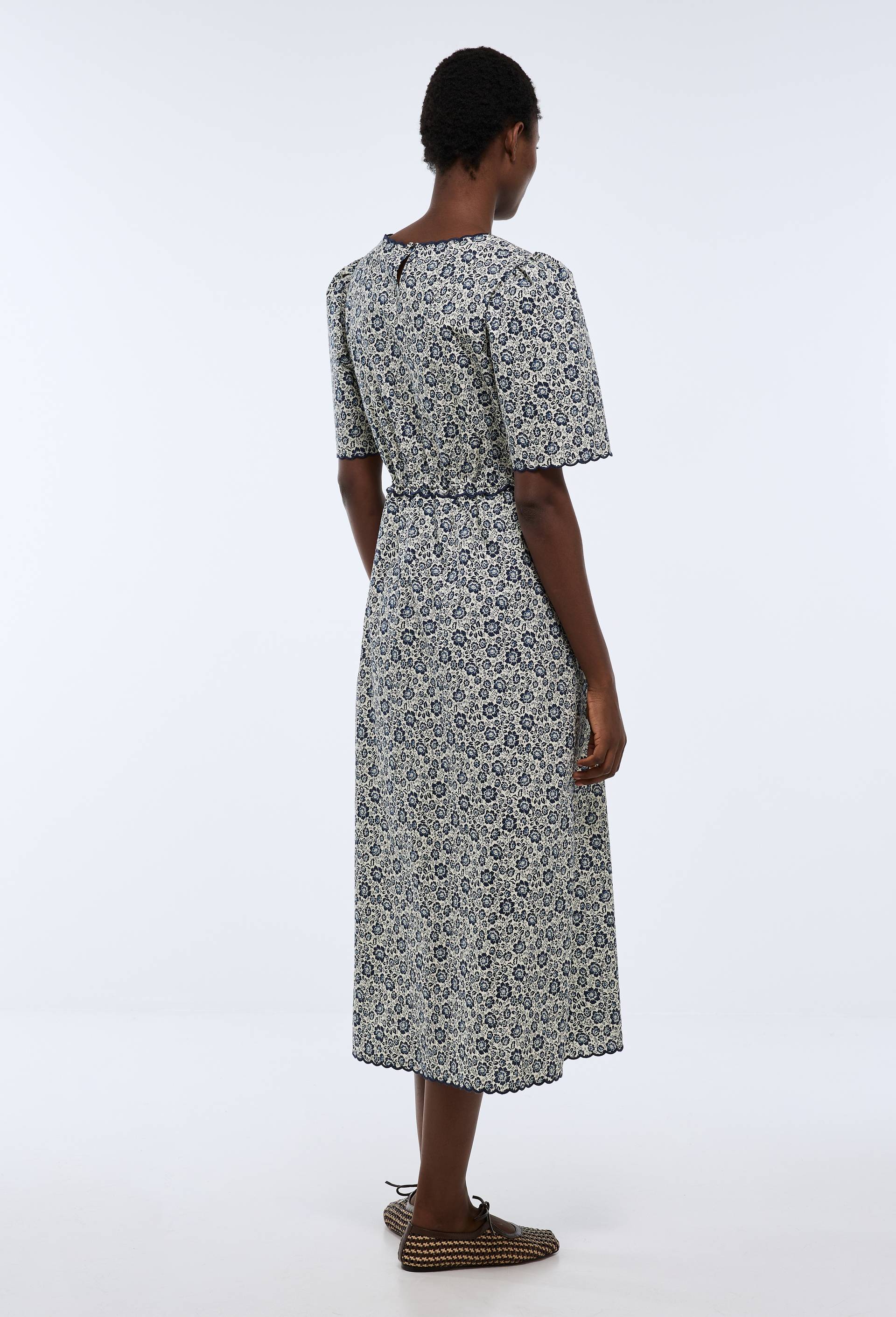 Robe midi manches courtes en coton BIO GOTS, Ecru, large image number 4