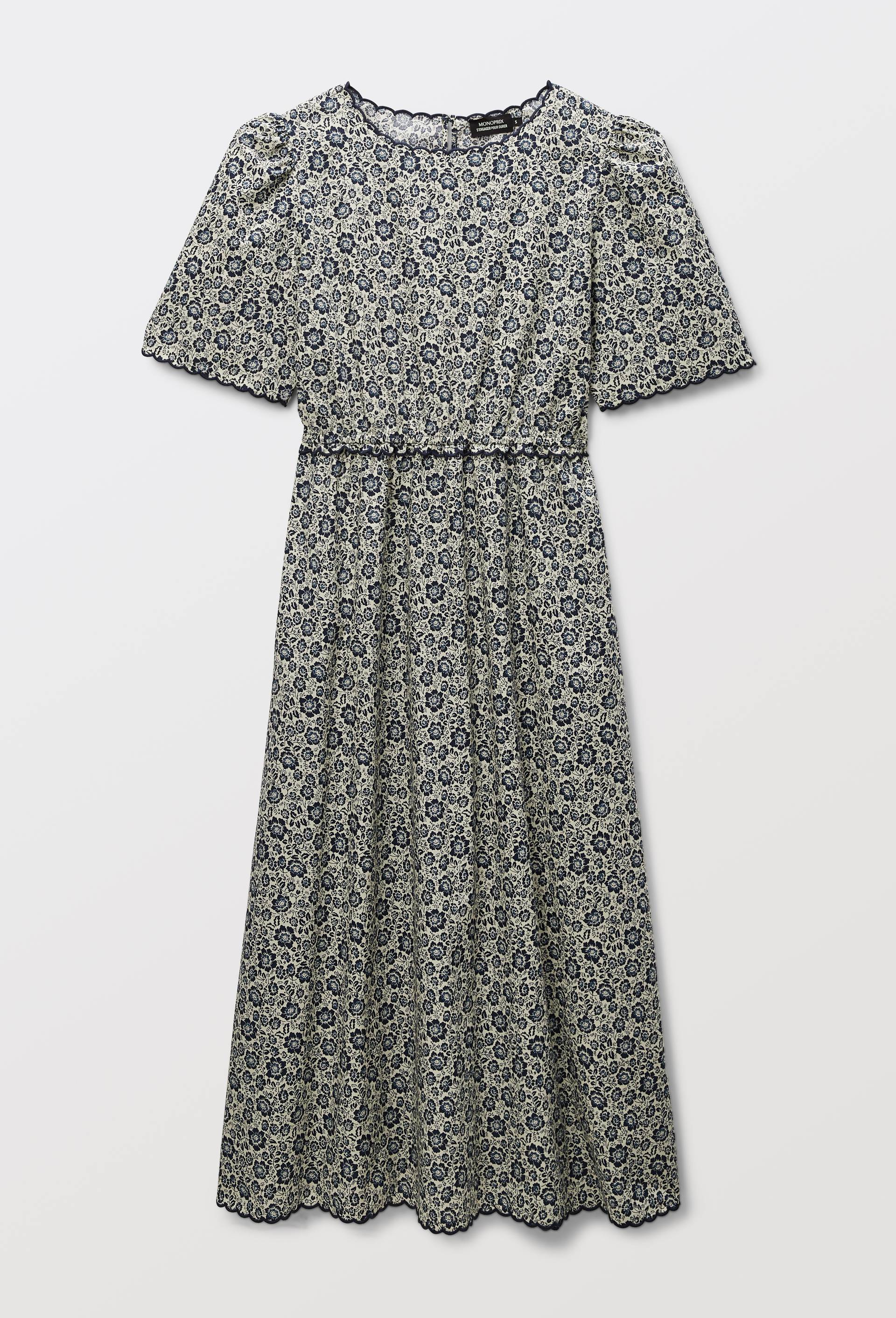Robe midi manches courtes en coton BIO GOTS, Ecru, large image number 5.0