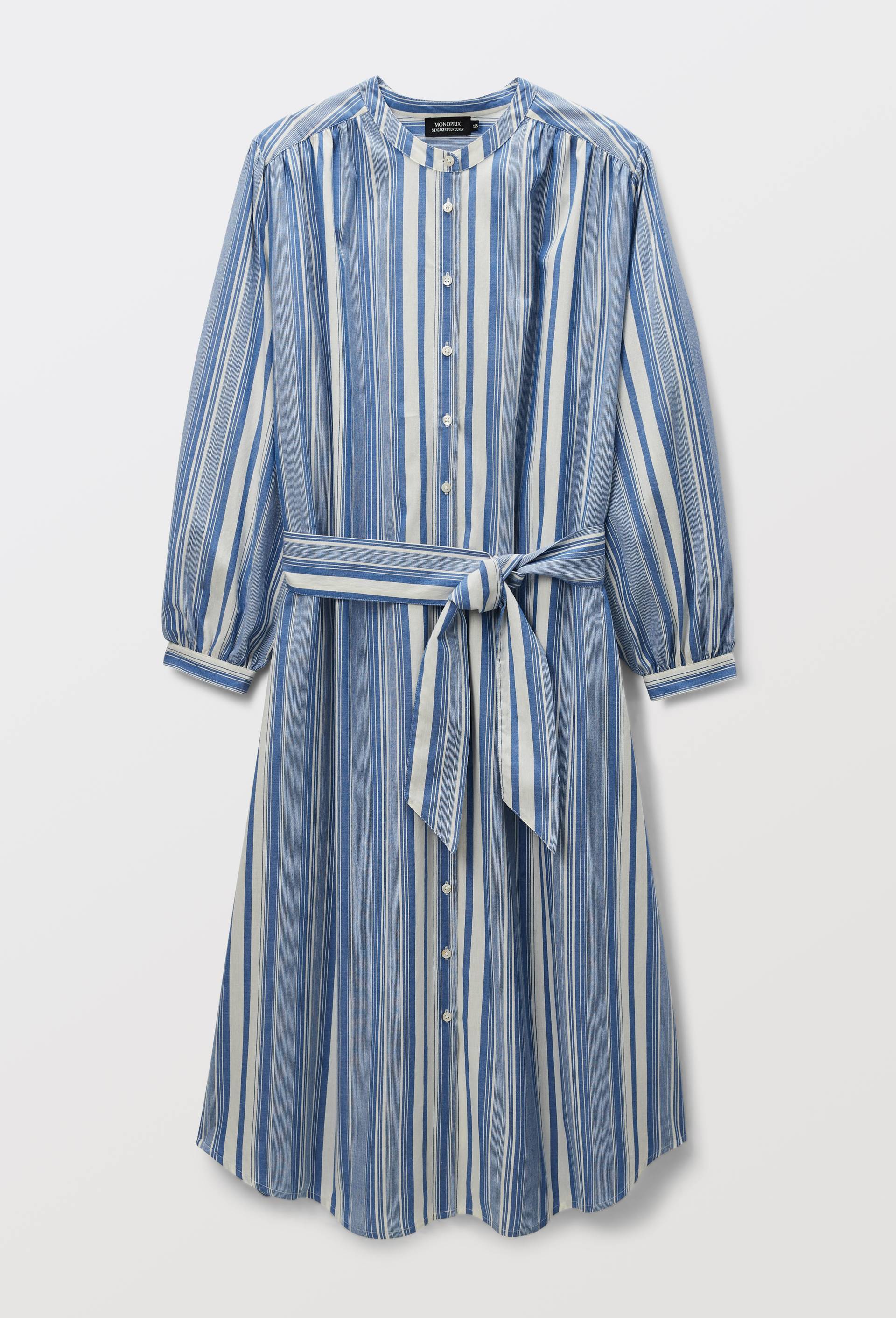 Robe chemise ray&eacute;e en coton BIO GOTS, Bleu fonc&eacute;, large image number 4