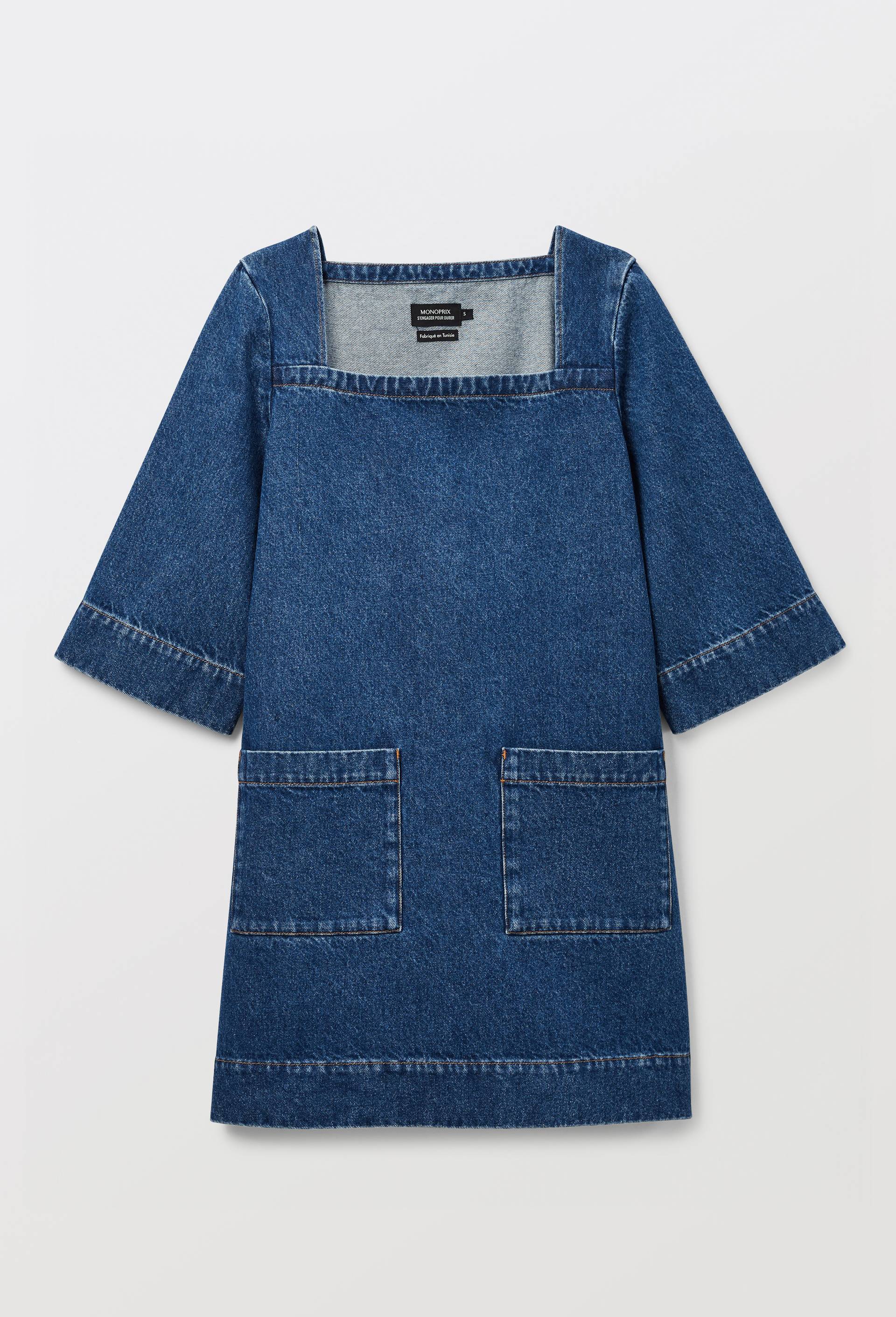 Robe courte jean en coton, Bleu fonc&eacute;, large image number 3.0