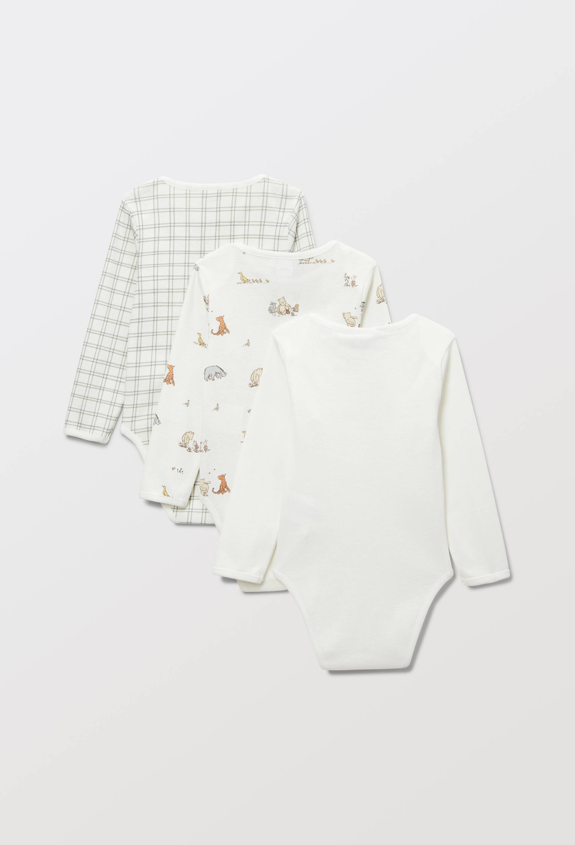 Lot de 3 bodies imprim&eacute; WINNIE en coton BIO GOTS, Ecru, large image number 1