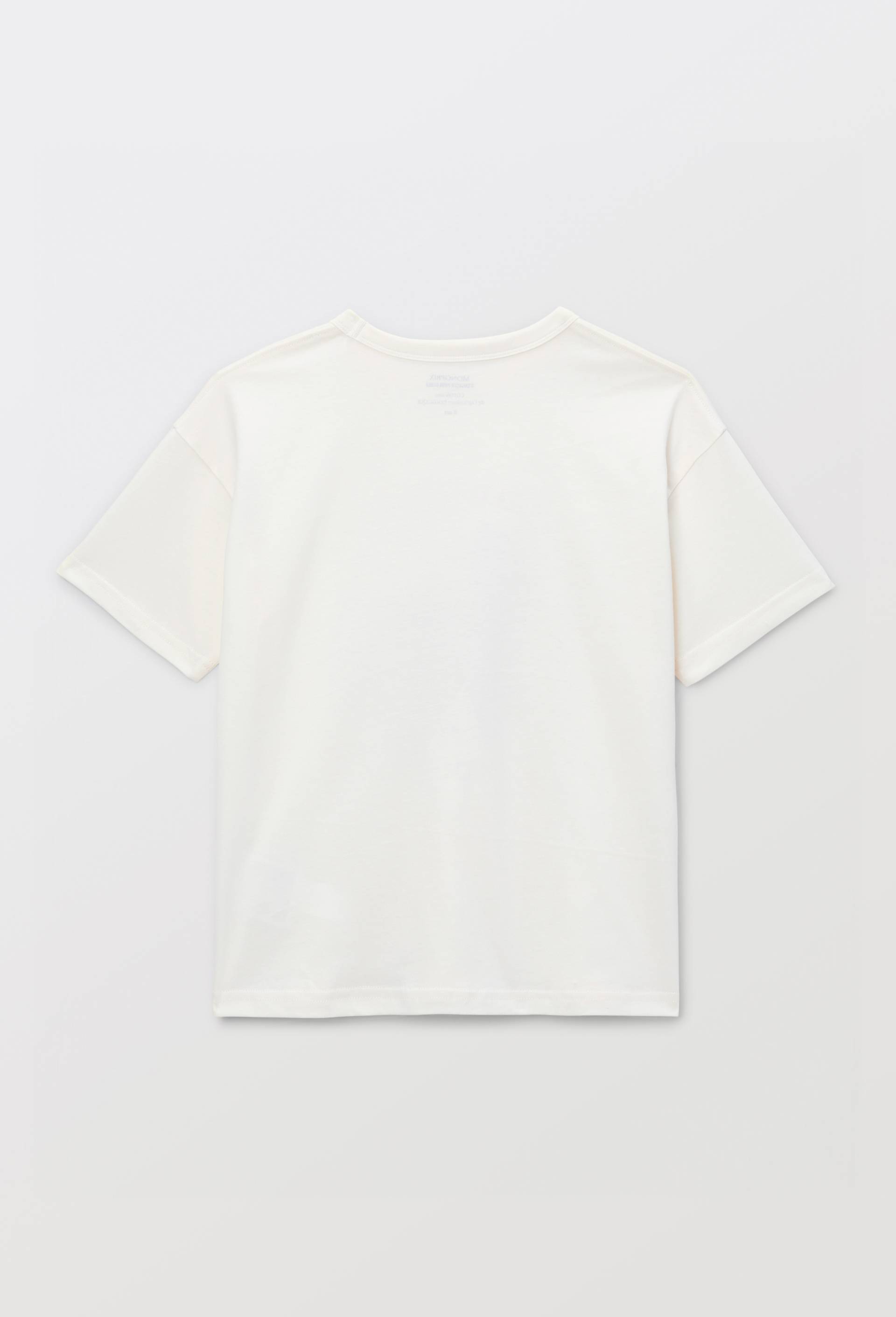 T-shirt manches courtes brod&eacute; en coton BIO GOTS, Beige clair, large image number 2